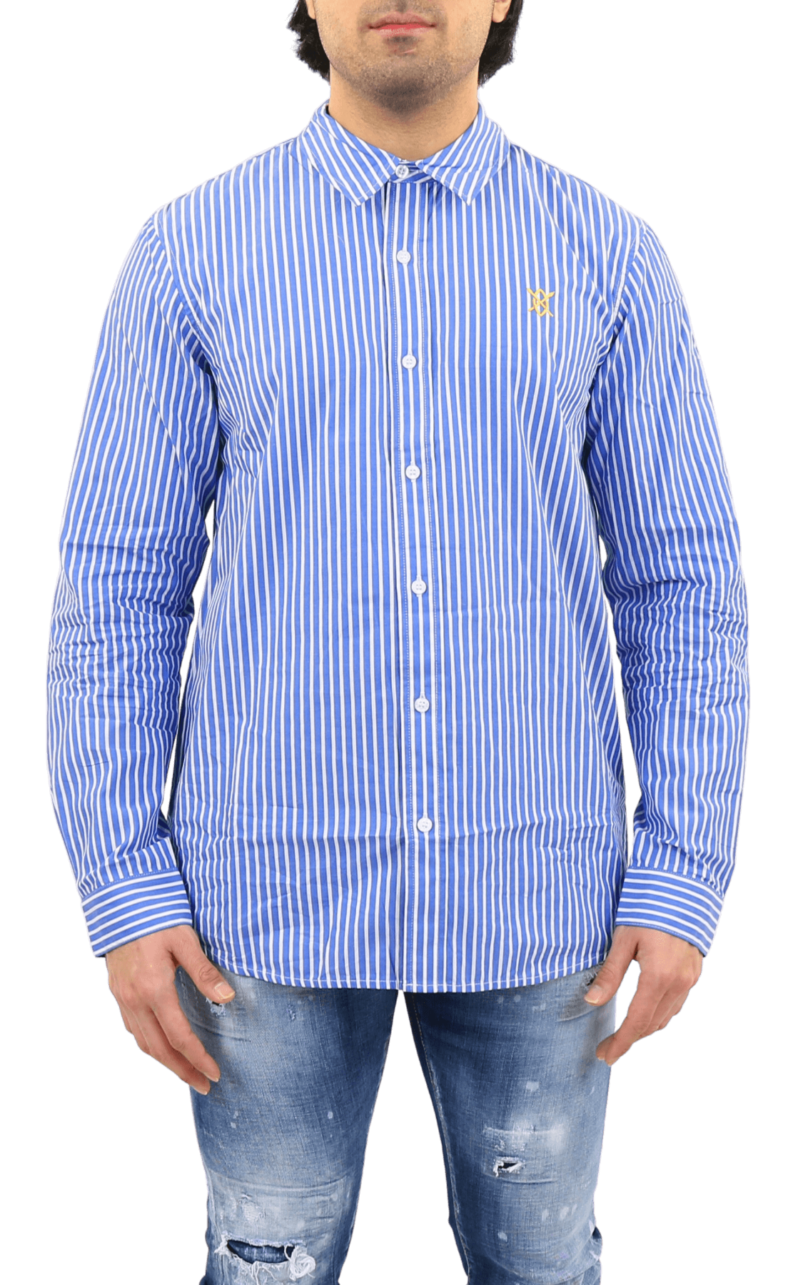 Heren Mambo Shirt Blauw/Wit