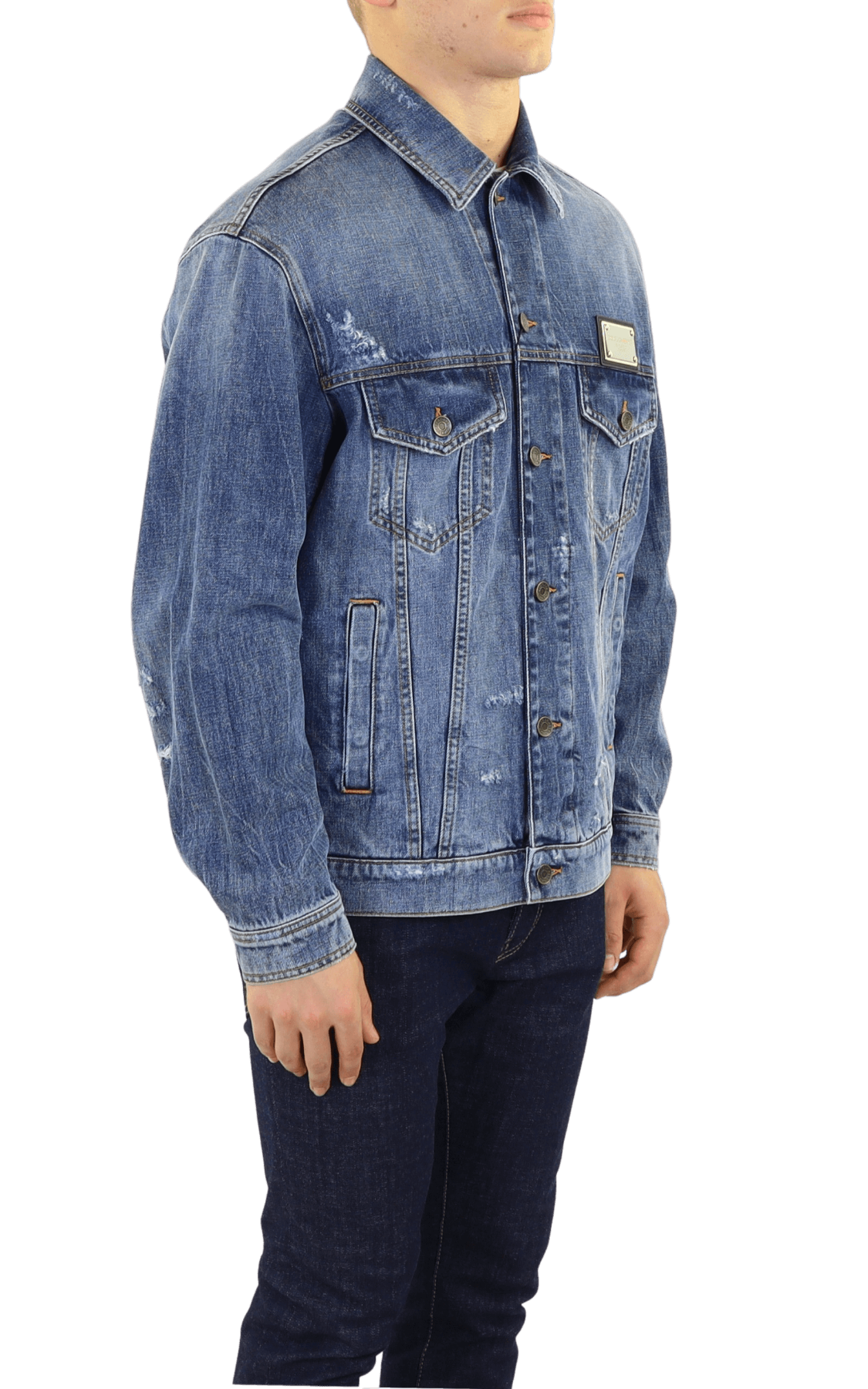Heren Denim Jacquet met plaque