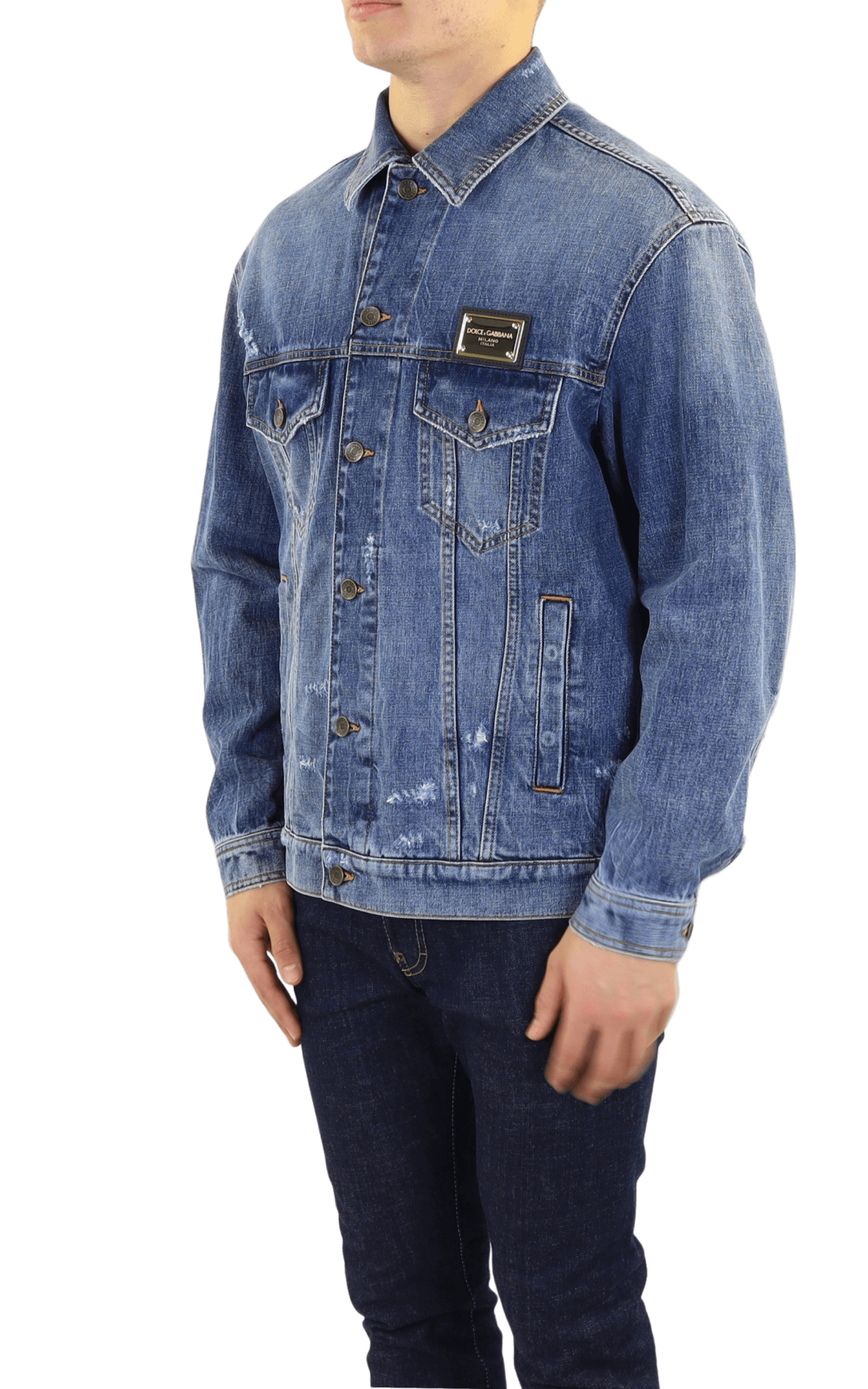 Heren Denim Jacquet met plaque