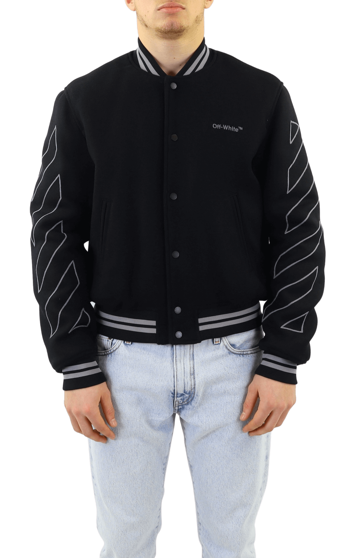 Heren Diag Outline Wool Varsity Zwar