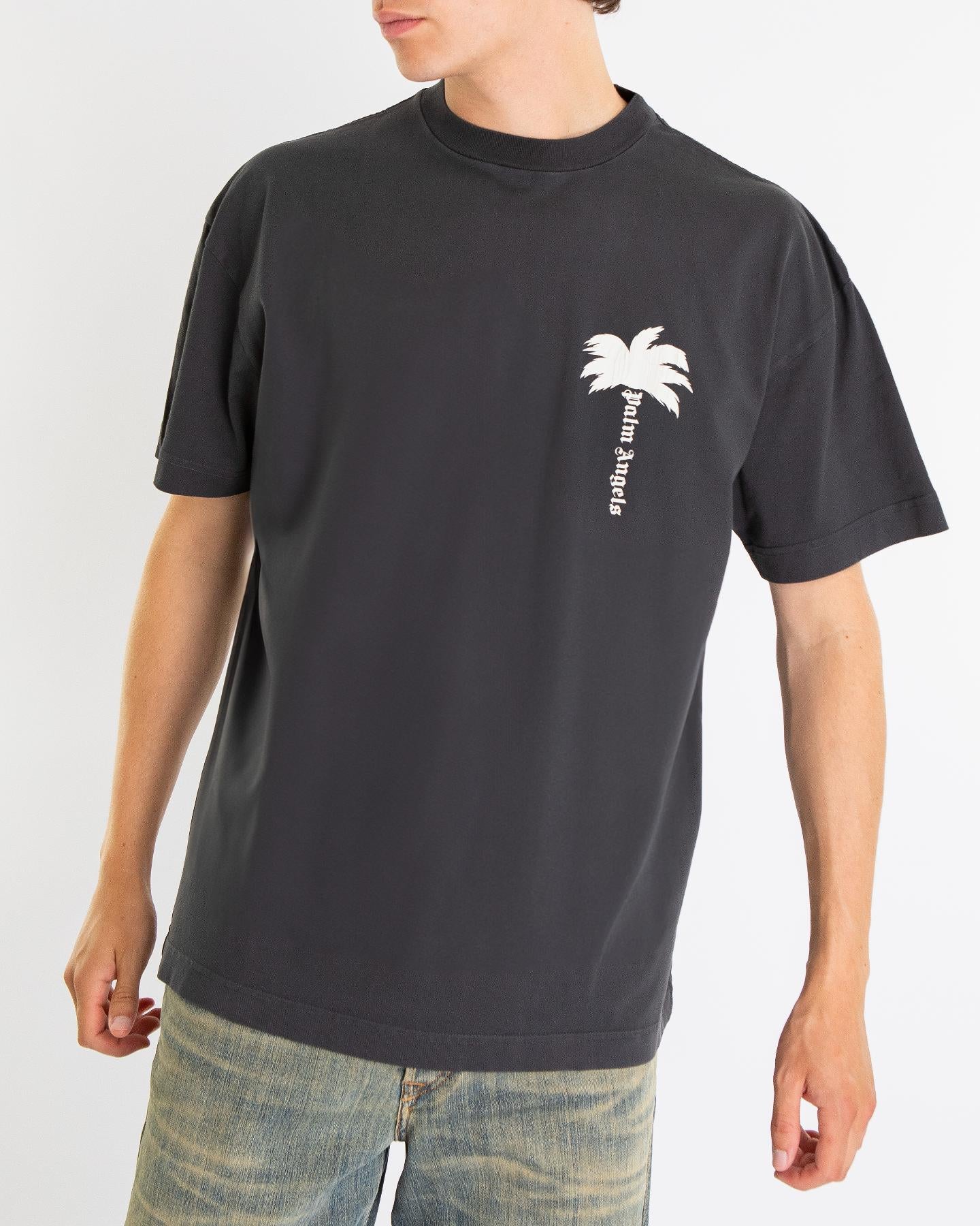 Heren Cracked Logo T-Shirt Dk Grey