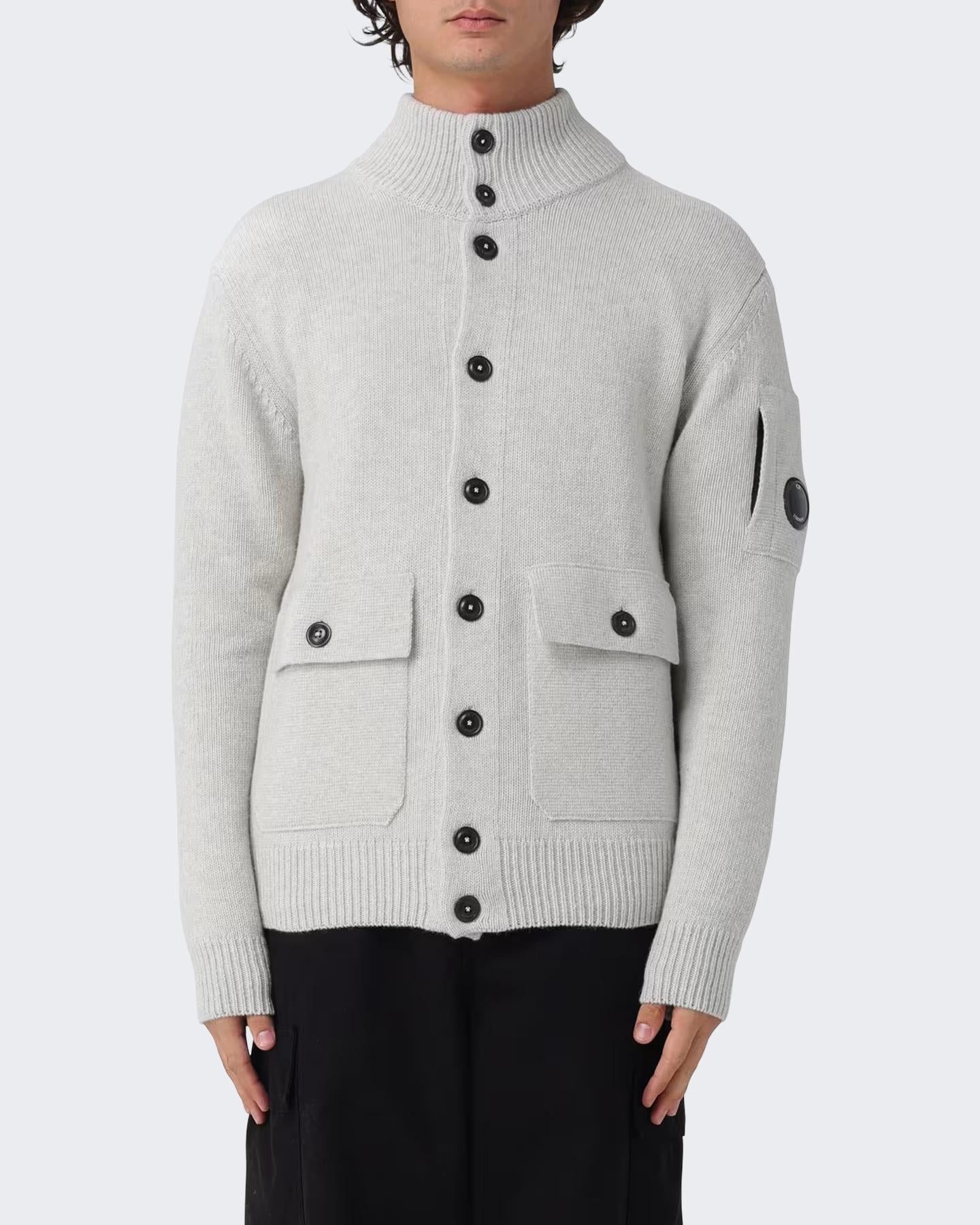 Heren Buttoned Sweater Wit