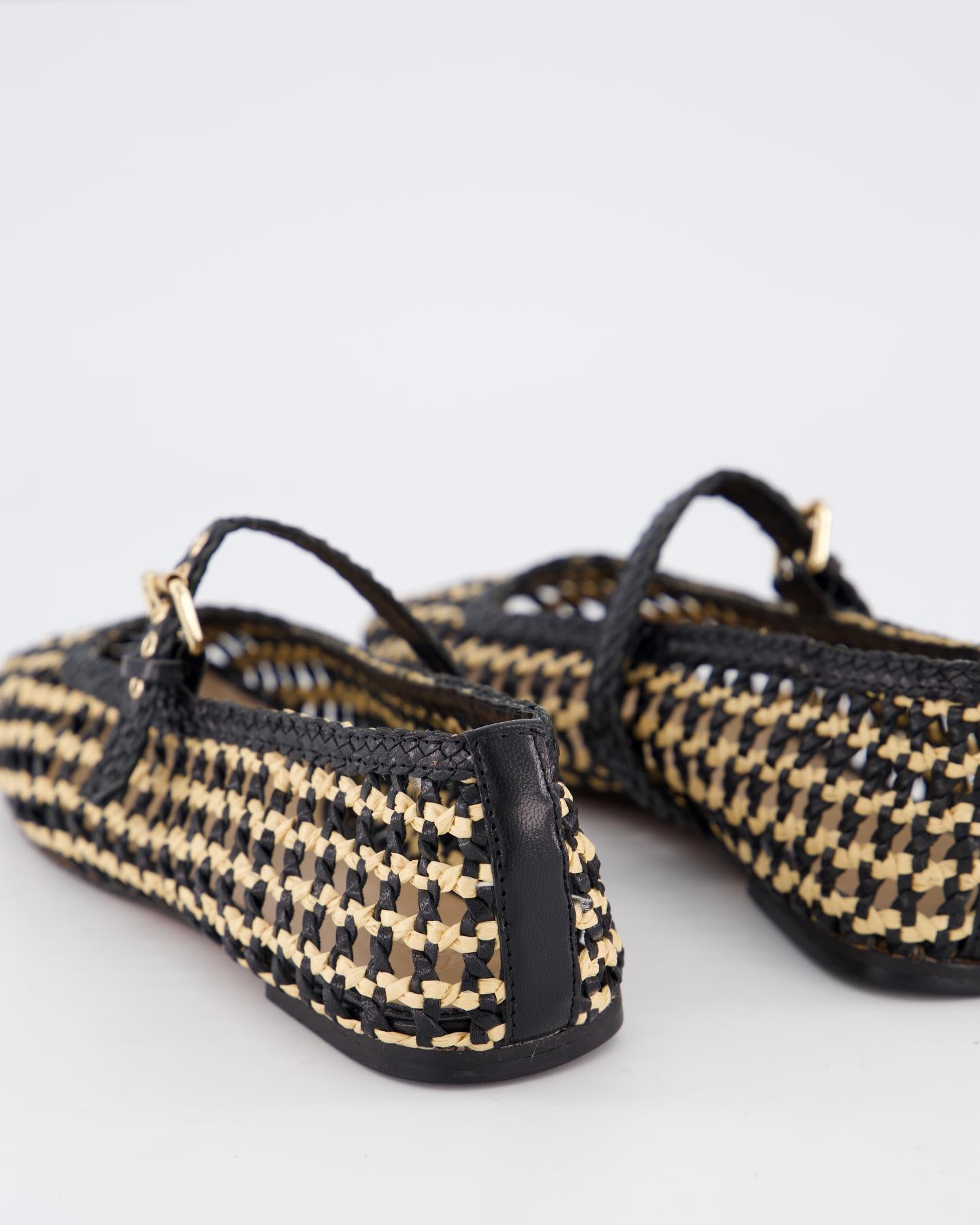 Dames Bicolor Woven Ballerina Zwart