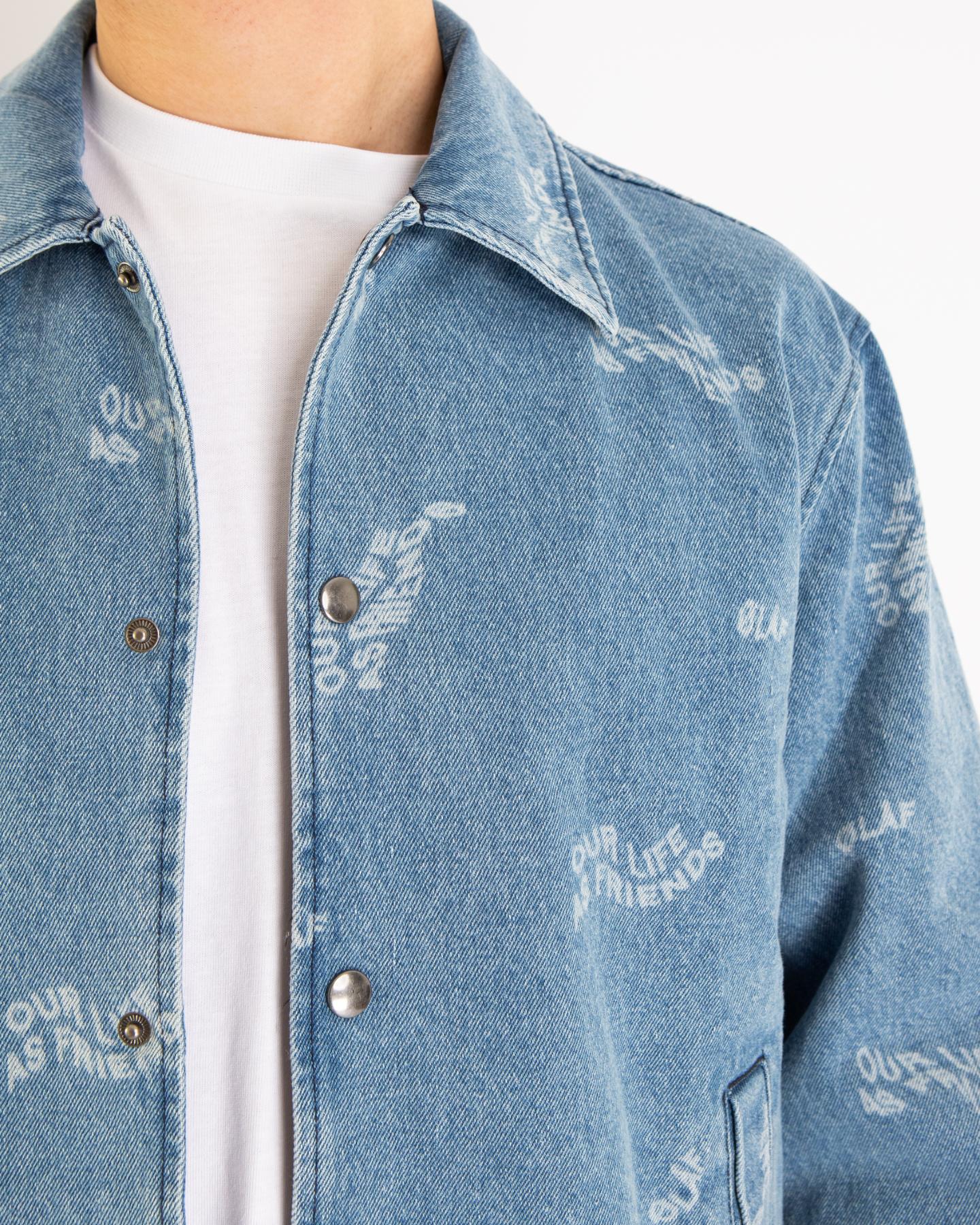 Heren Wavy Aop Denim Jacket Blauw