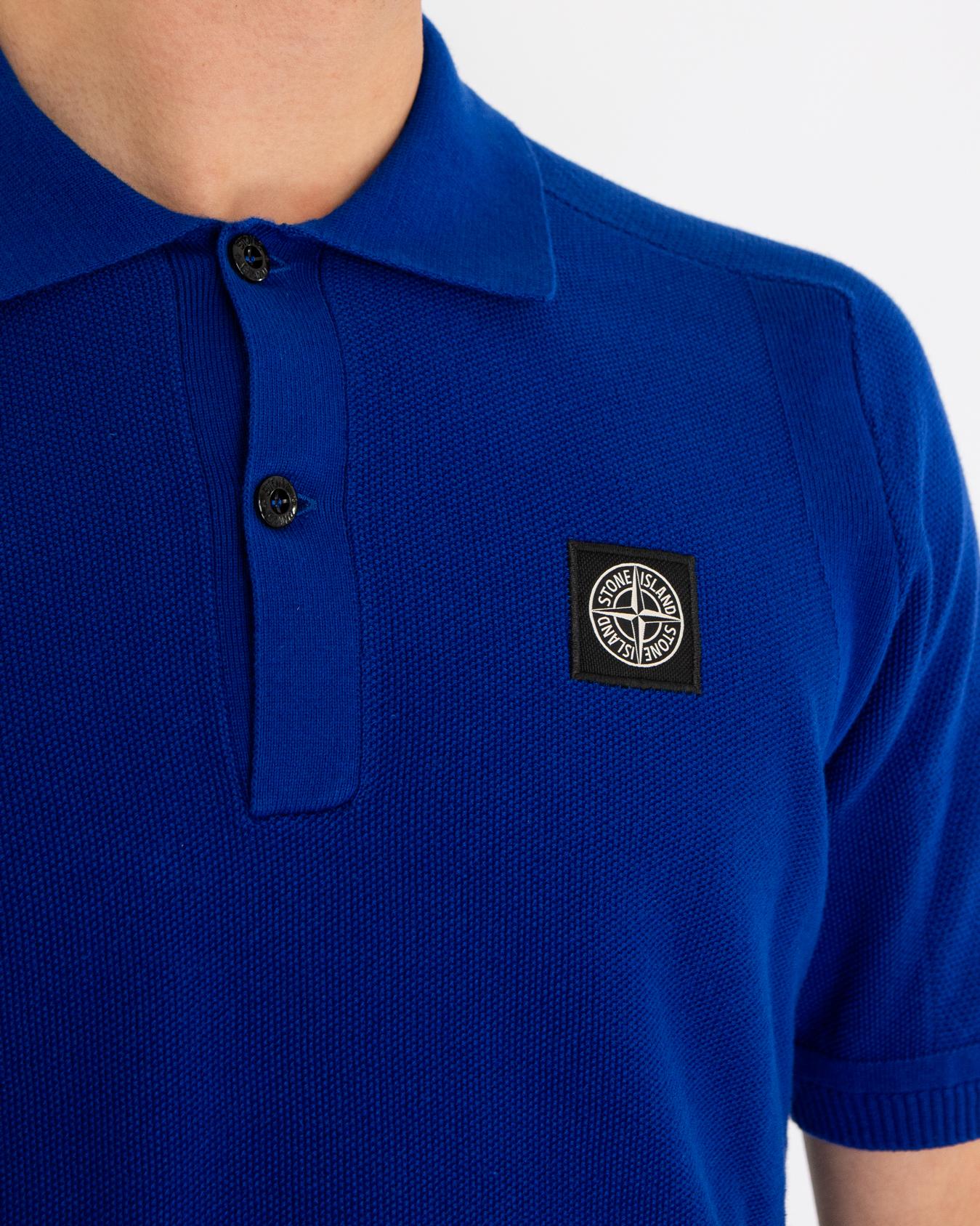 Heren Pique Compass Polo Blauw