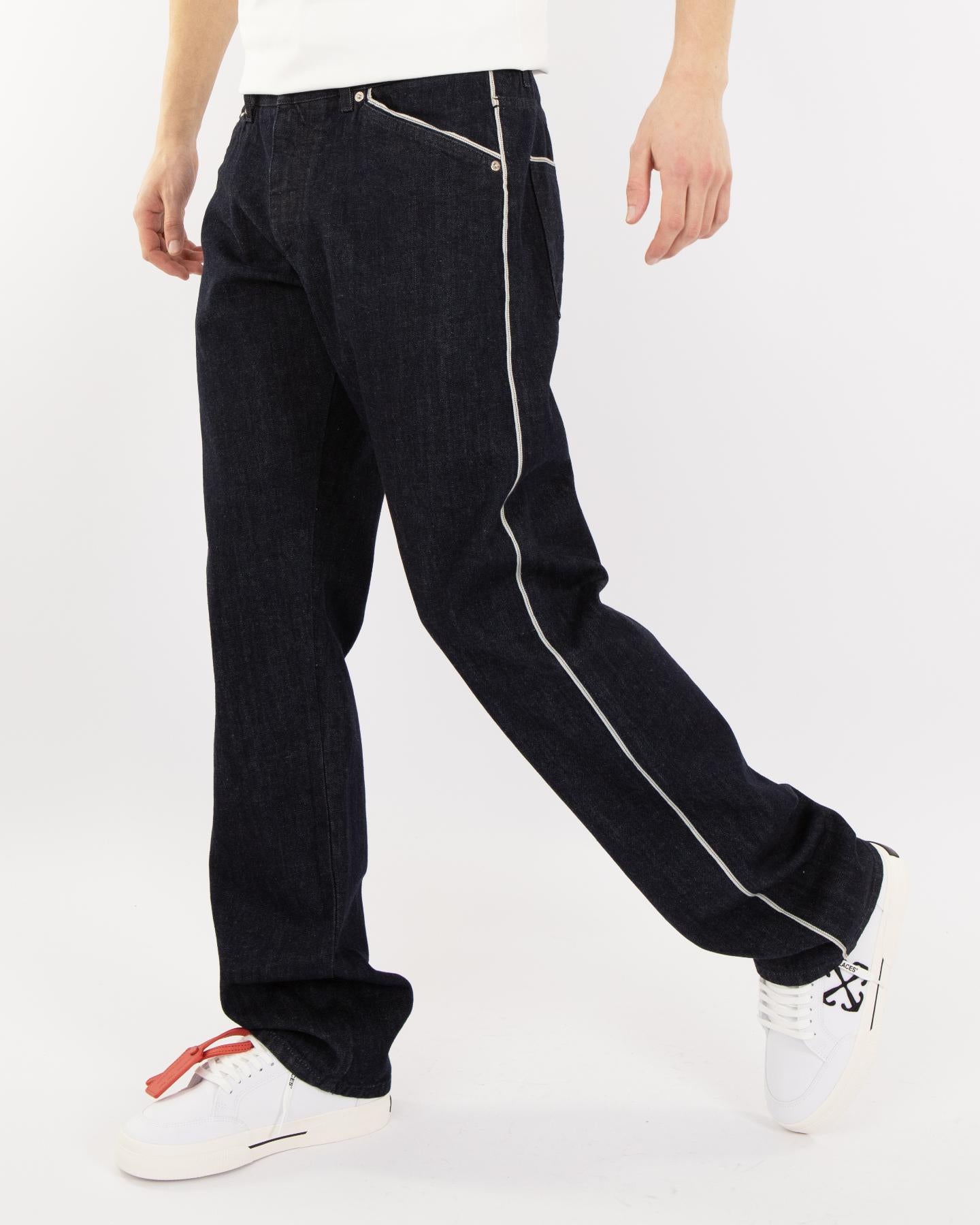 Heren Selvedge Denim Brandedtag Blau