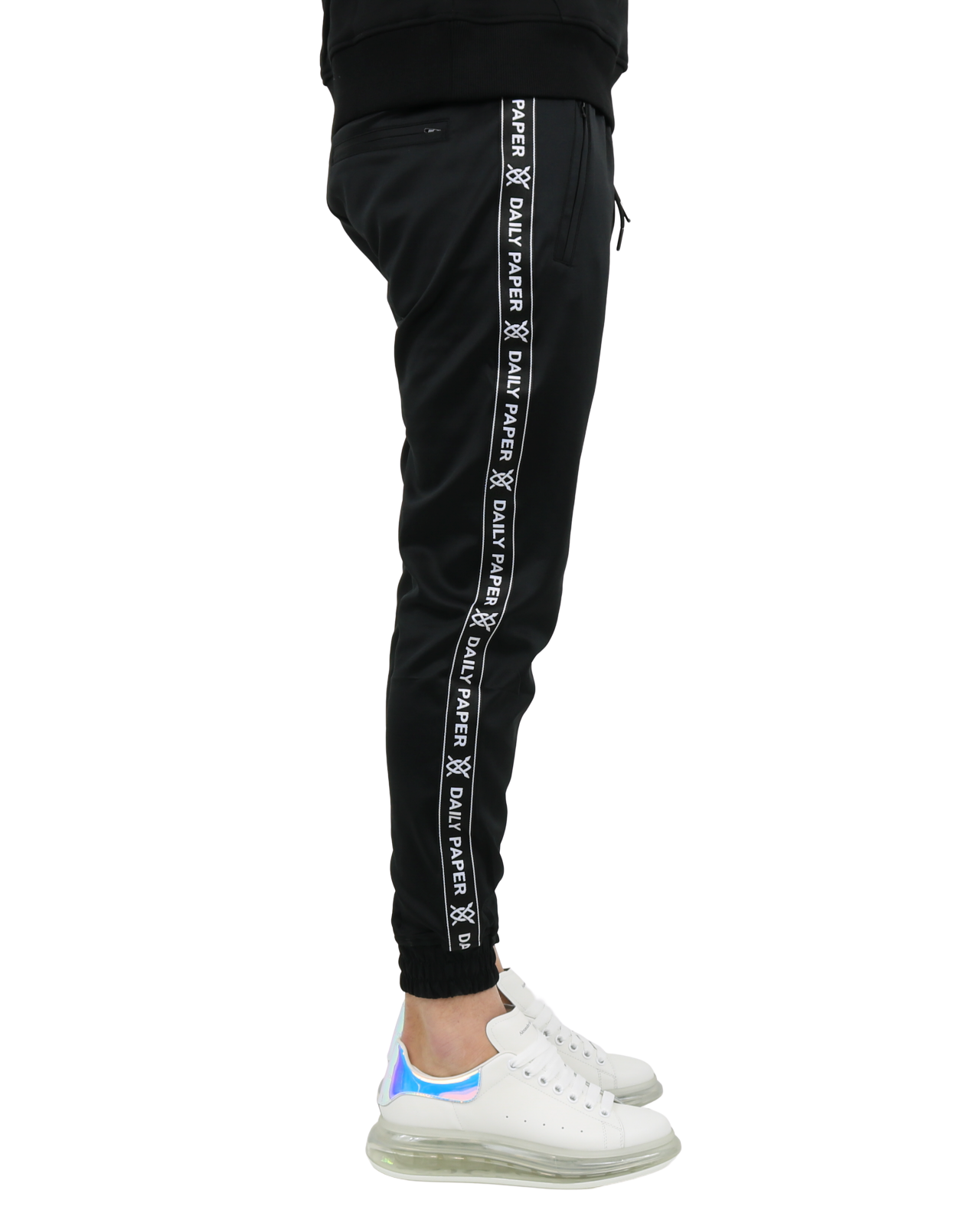 Heren Tape Logo Trackpants Zwart