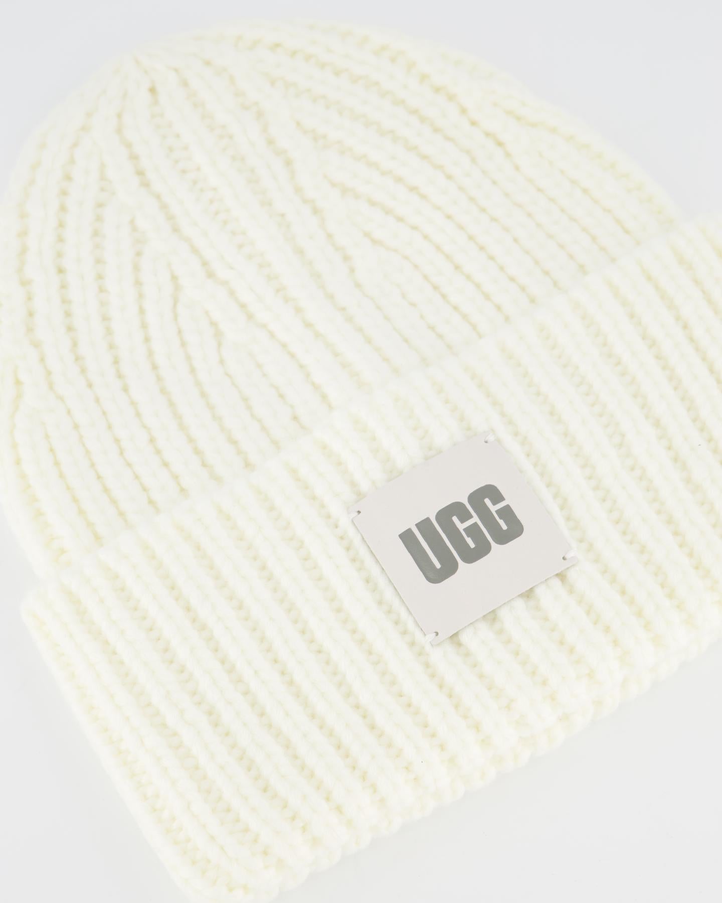 Dames Chunky Rib Beanie Wit