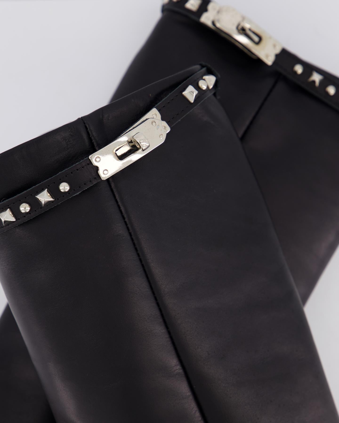 Dames Studded Leather Wedge Boot