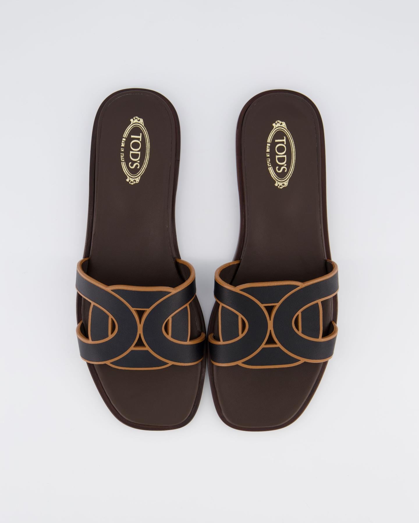 Dames Leather Sandal Bruin/Zwart