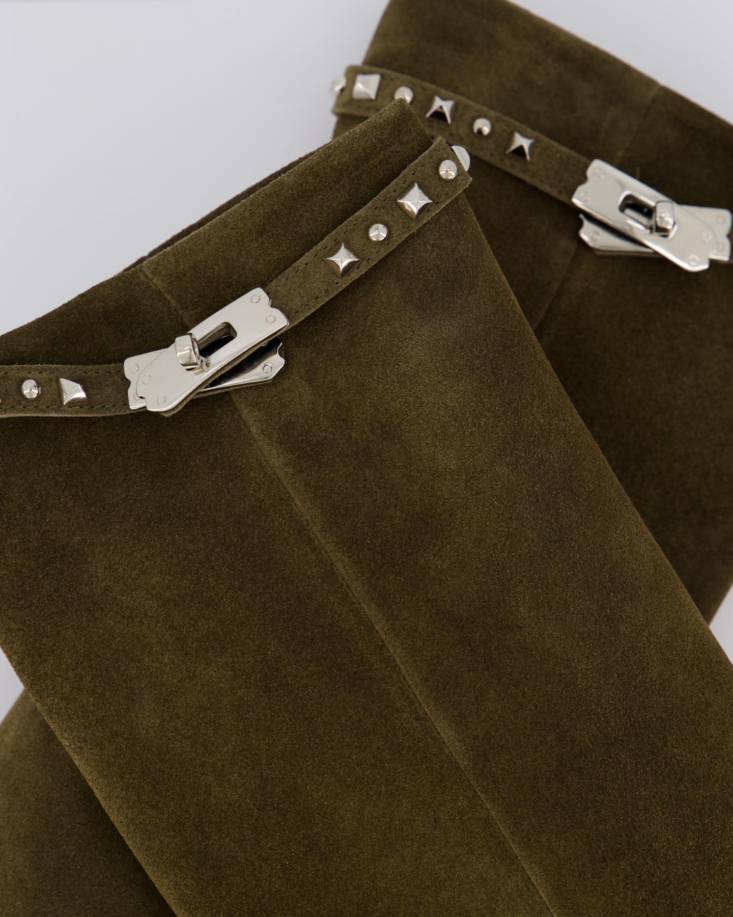 Dames Studded Leather Wedge Boot
