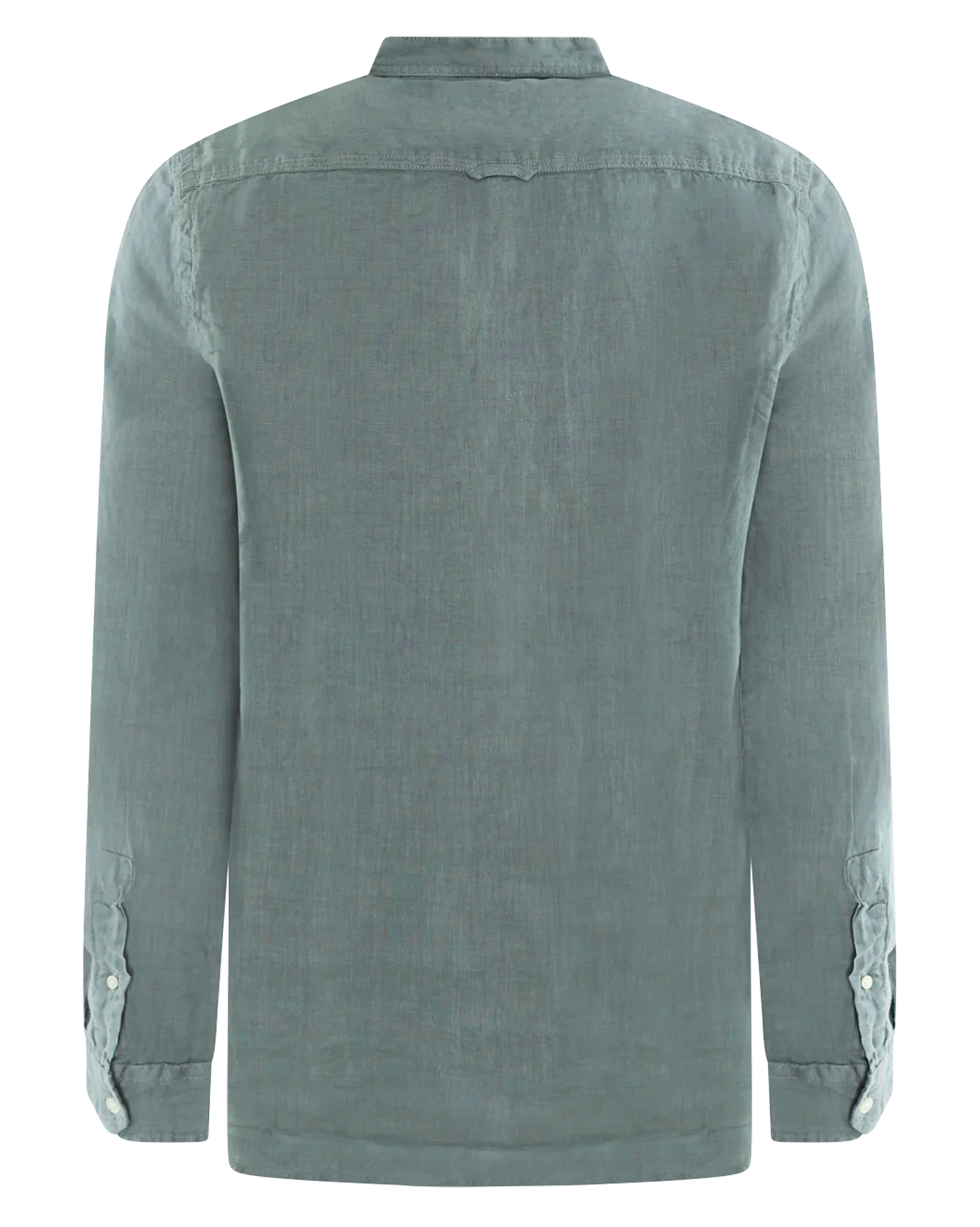 Heren Band Collar Linen Shirt Groen