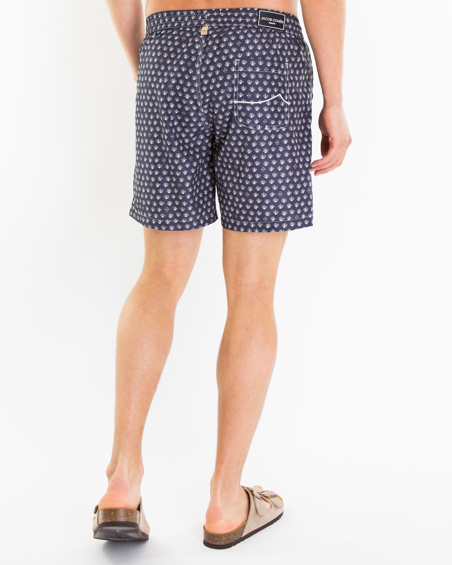 Heren Coral Print Beachwear Blauw