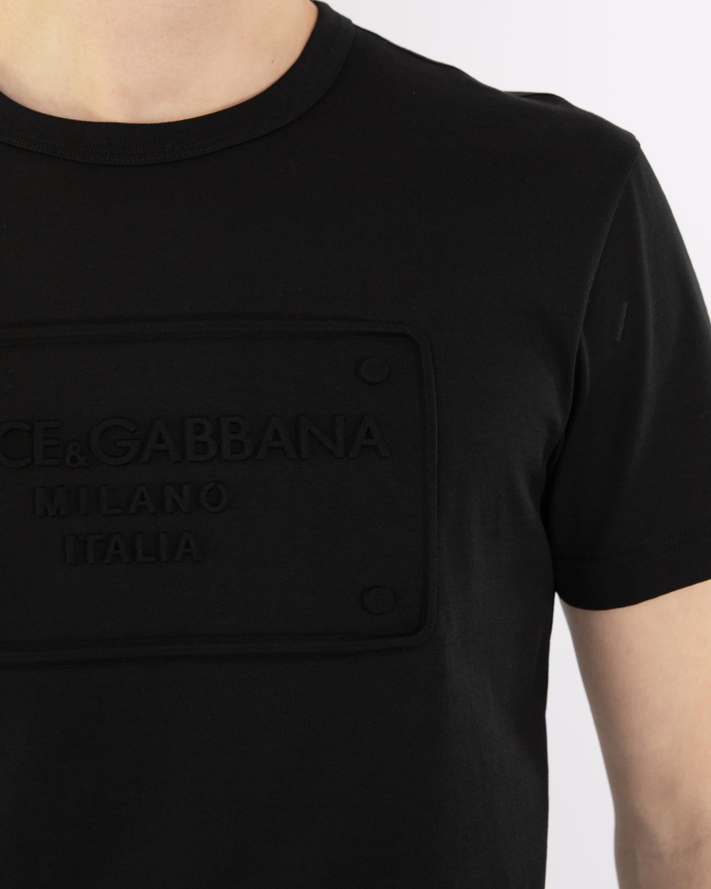 Heren Embossed Logo T-Shirt Zwart