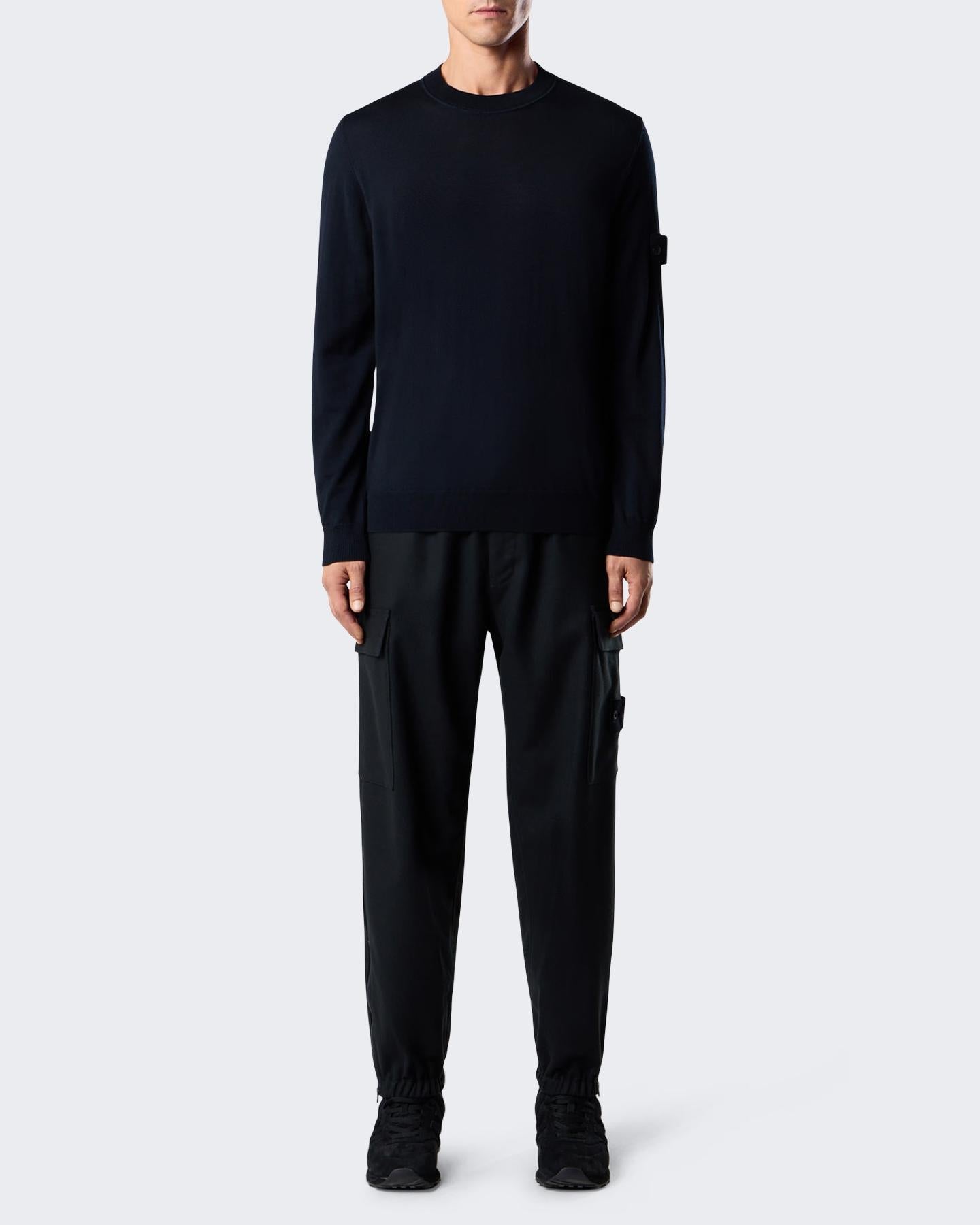 Heren Logo Patch Sweater Wool Blauw