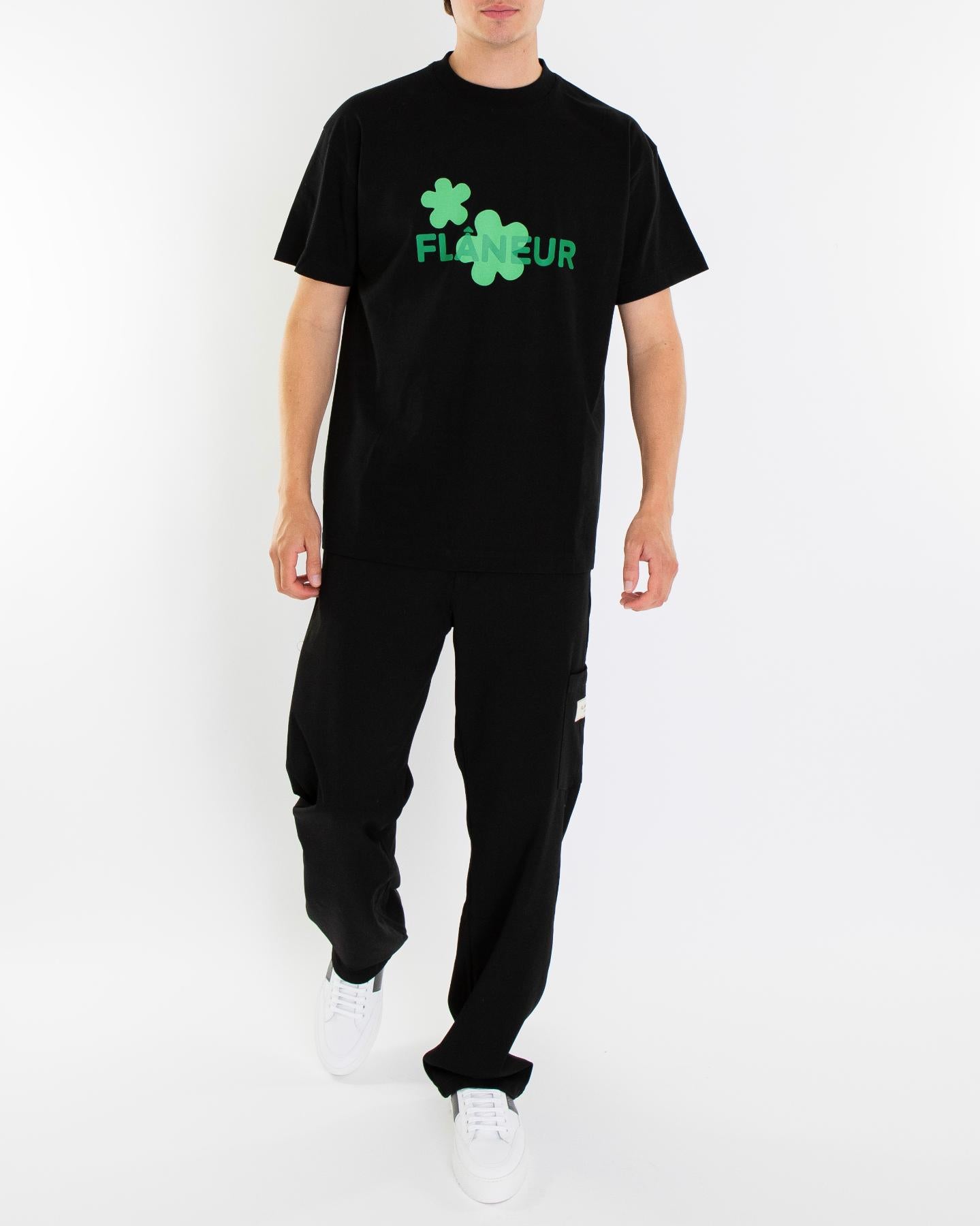 Heren Organic Flower T-Shirt Zwart