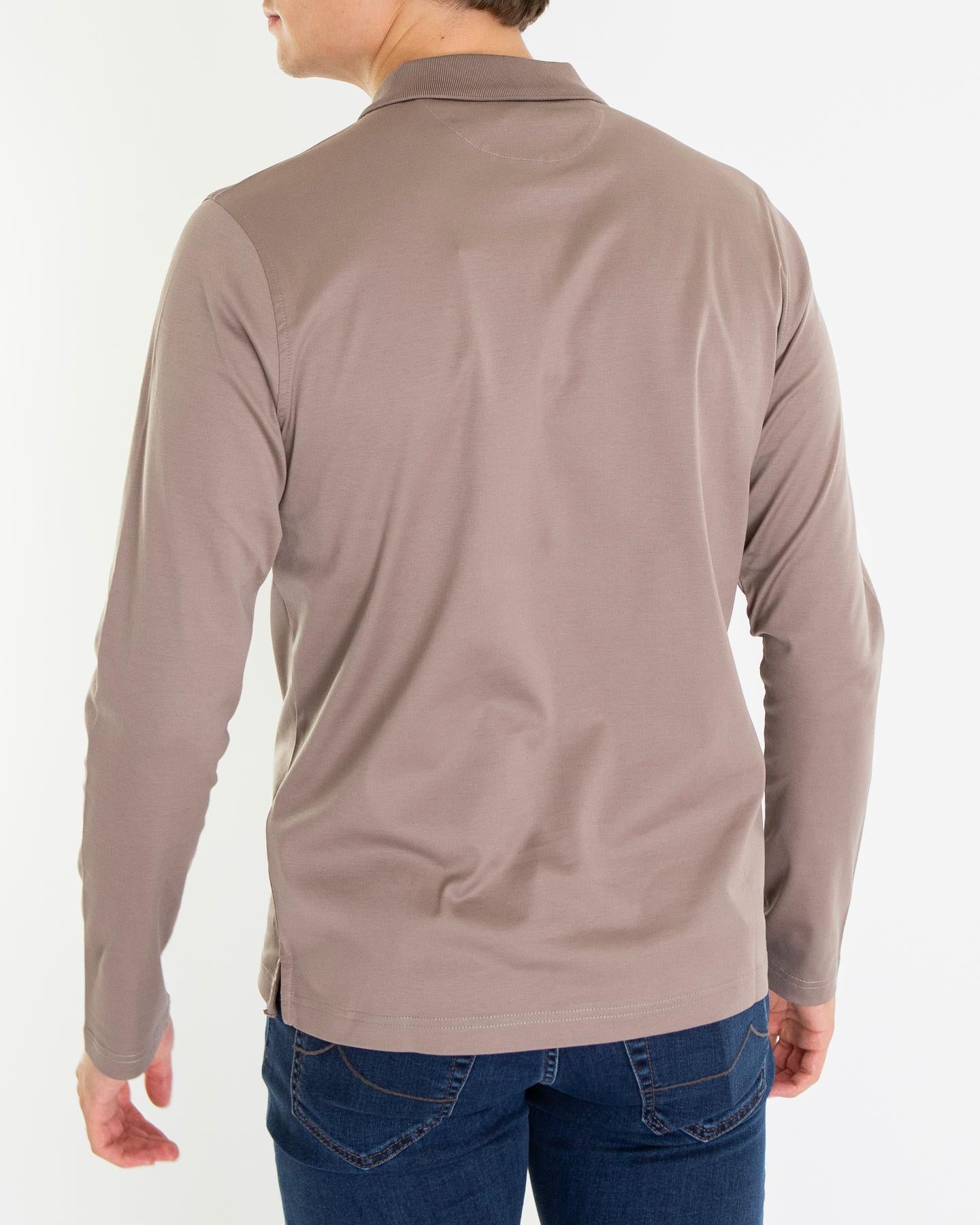 Heren Half Zip Polo Bruin