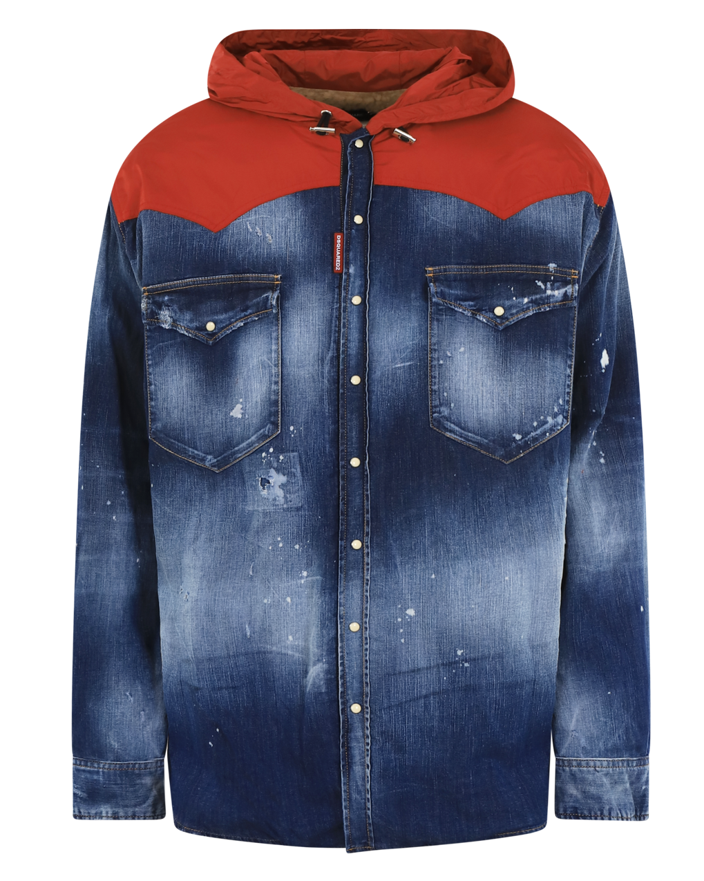 Heren Denim Hooded Jack Blauw/Rood