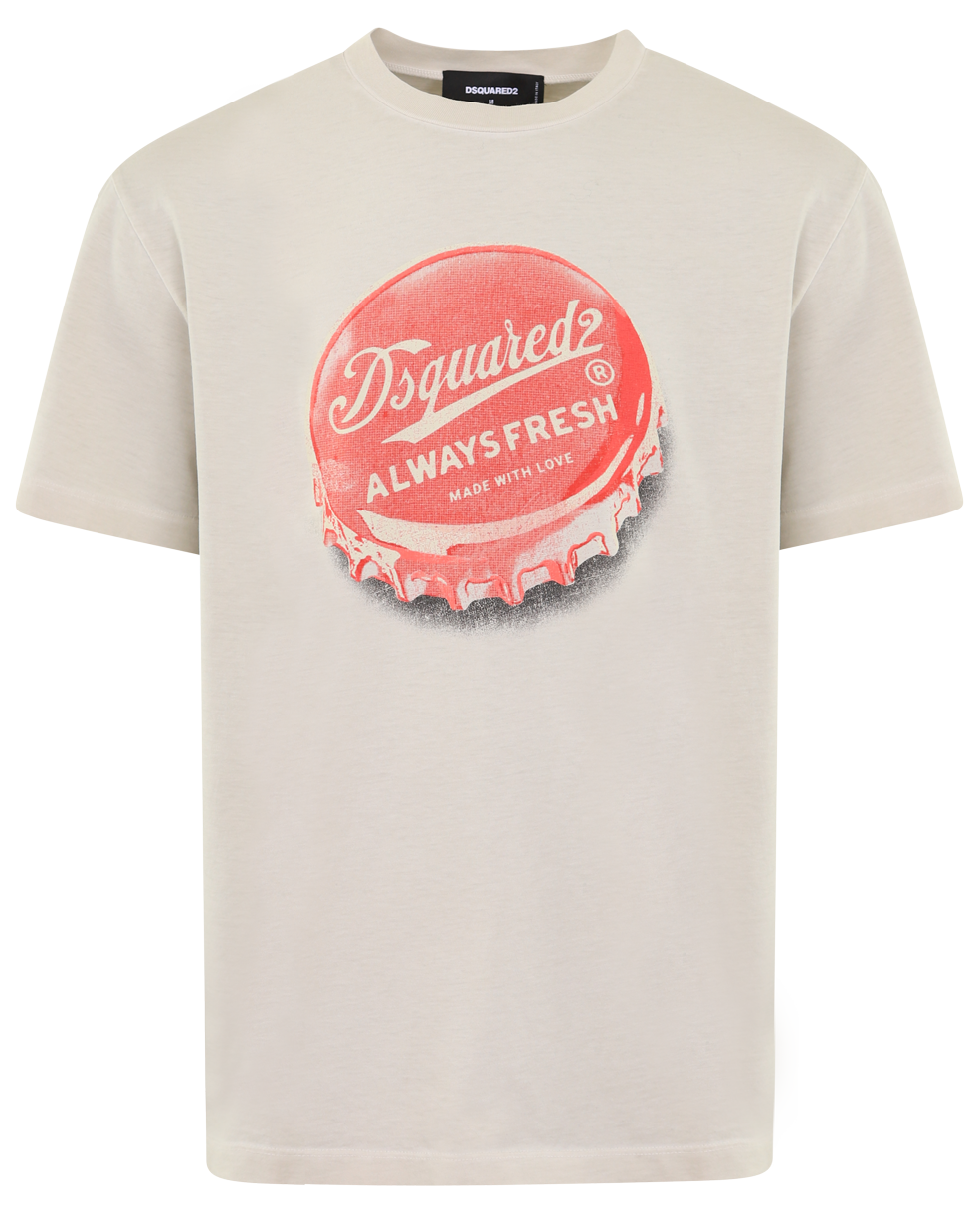 Heren Bottle Cap T-Shirt Beige