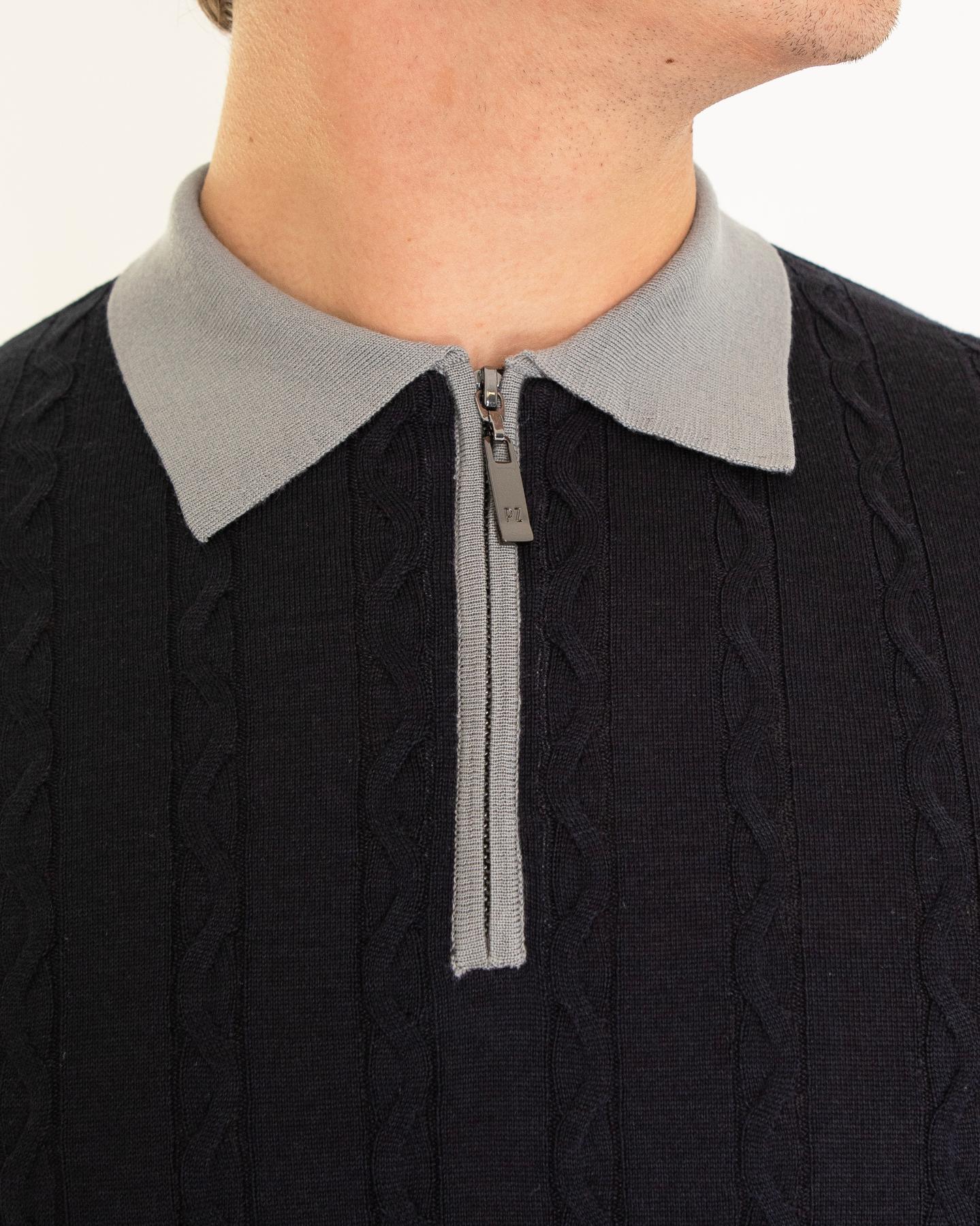 Heren Half Zip Polo Blauw