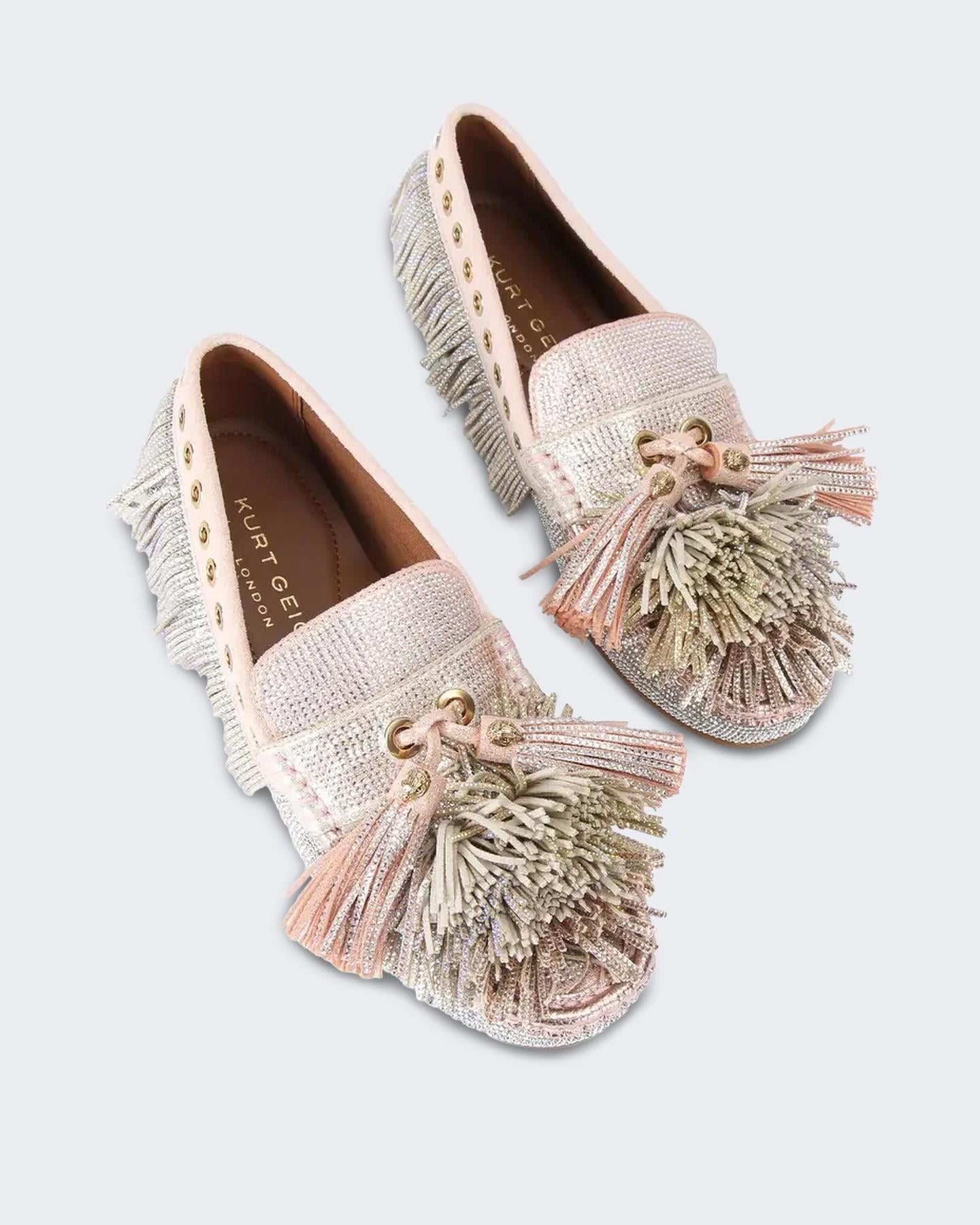 Dames Pom Pom Moccasin Metallic