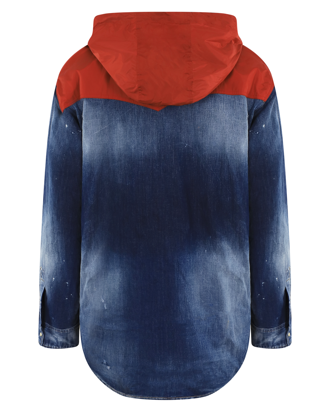 Heren Denim Hooded Jack Blauw/Rood