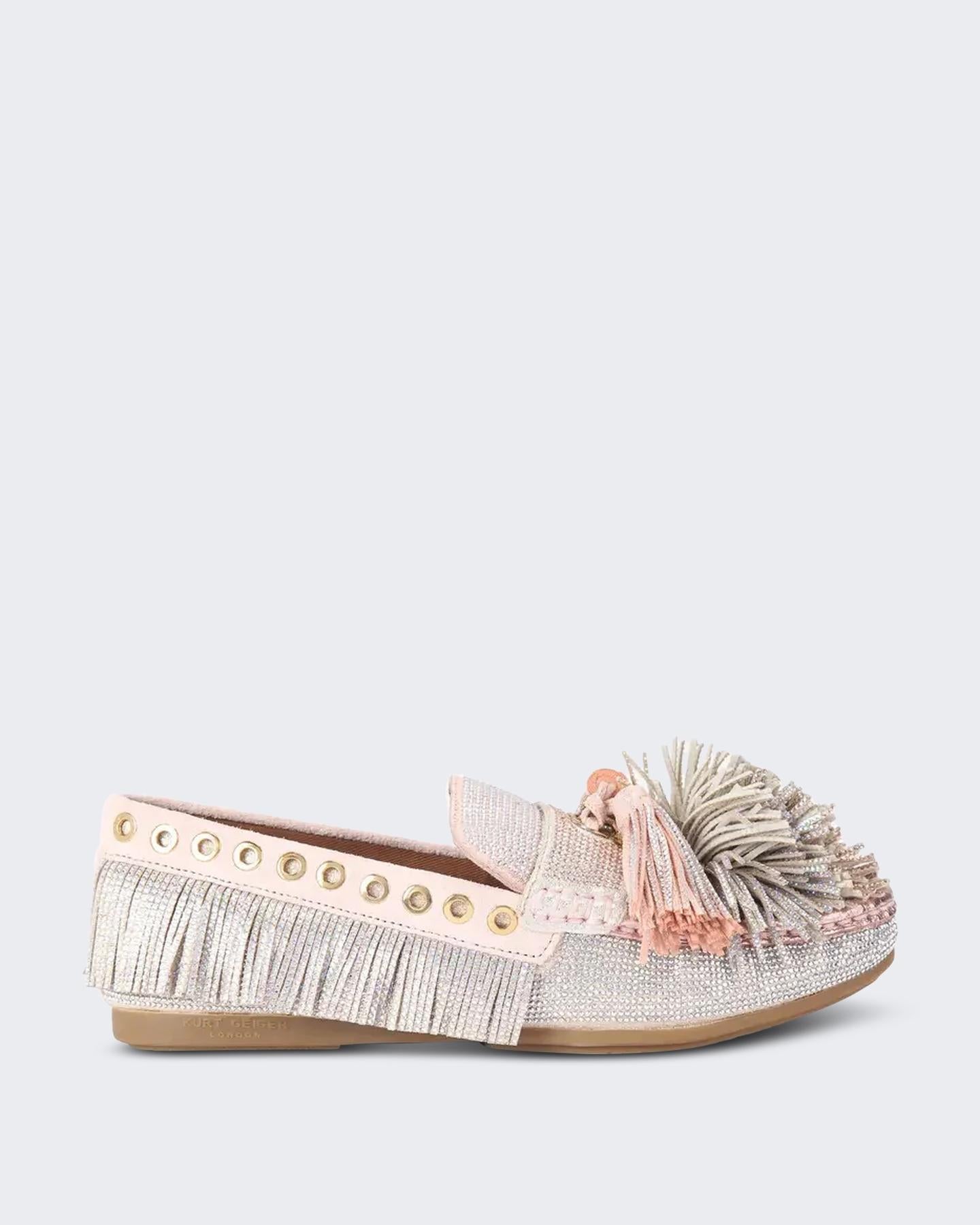 Dames Pom Pom Moccasin Metallic