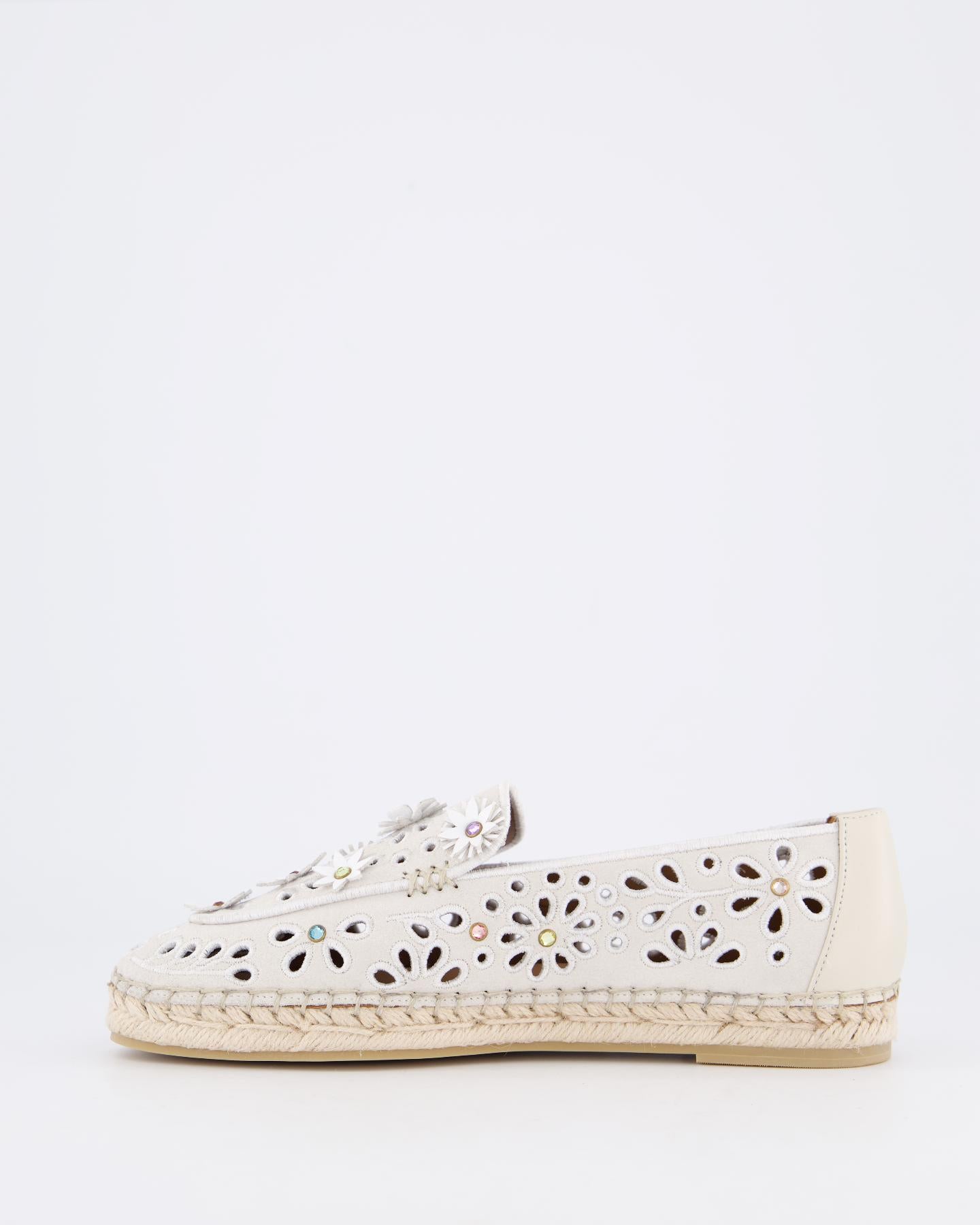 Dames Flower Espadrille Loafer Beige
