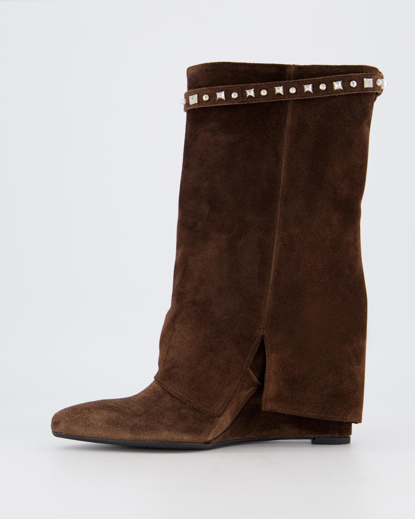 Dames Studded Suede Wedge Boot
