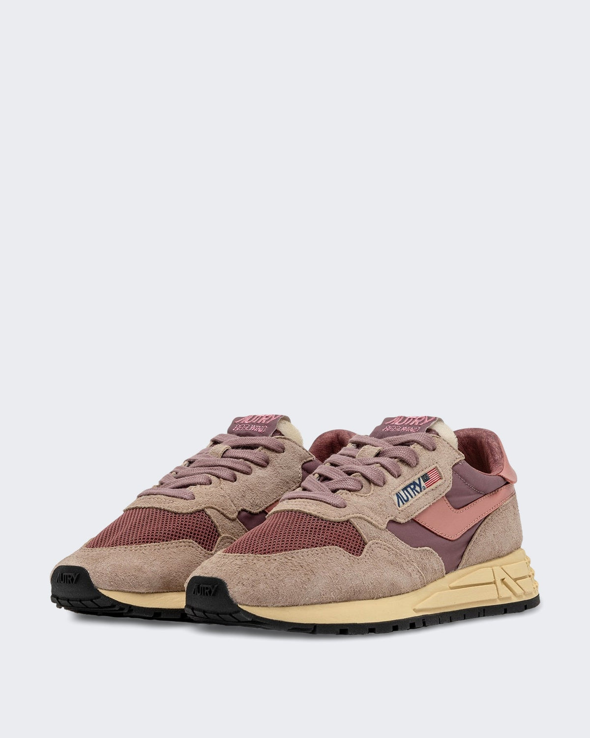 Autry Dames Reelwind Low sneakers suède met netdetail Beige - Eleganza.nl