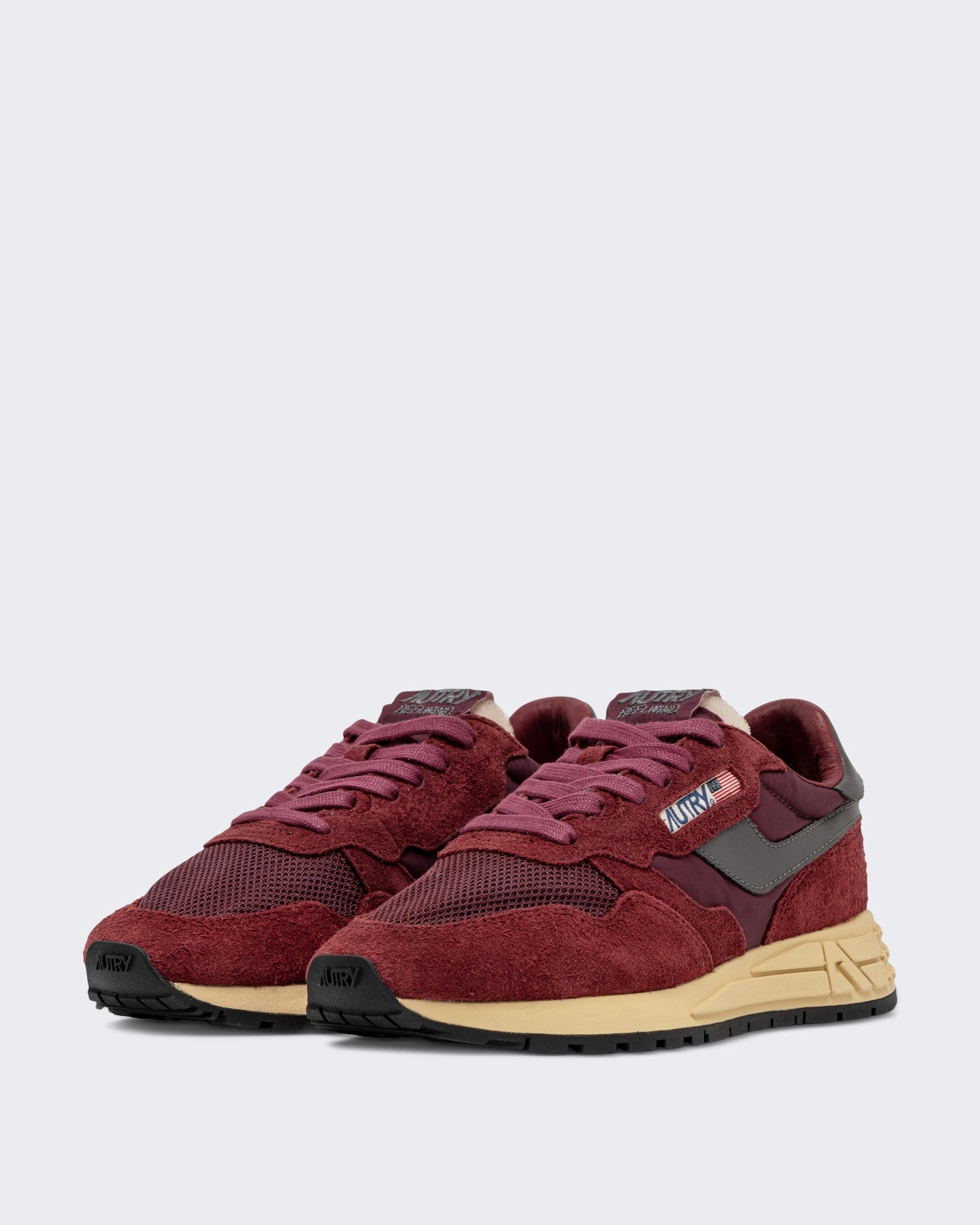 Autry Dames Reelwind Low sneakers suède met netdetail Rood - Eleganza.nl