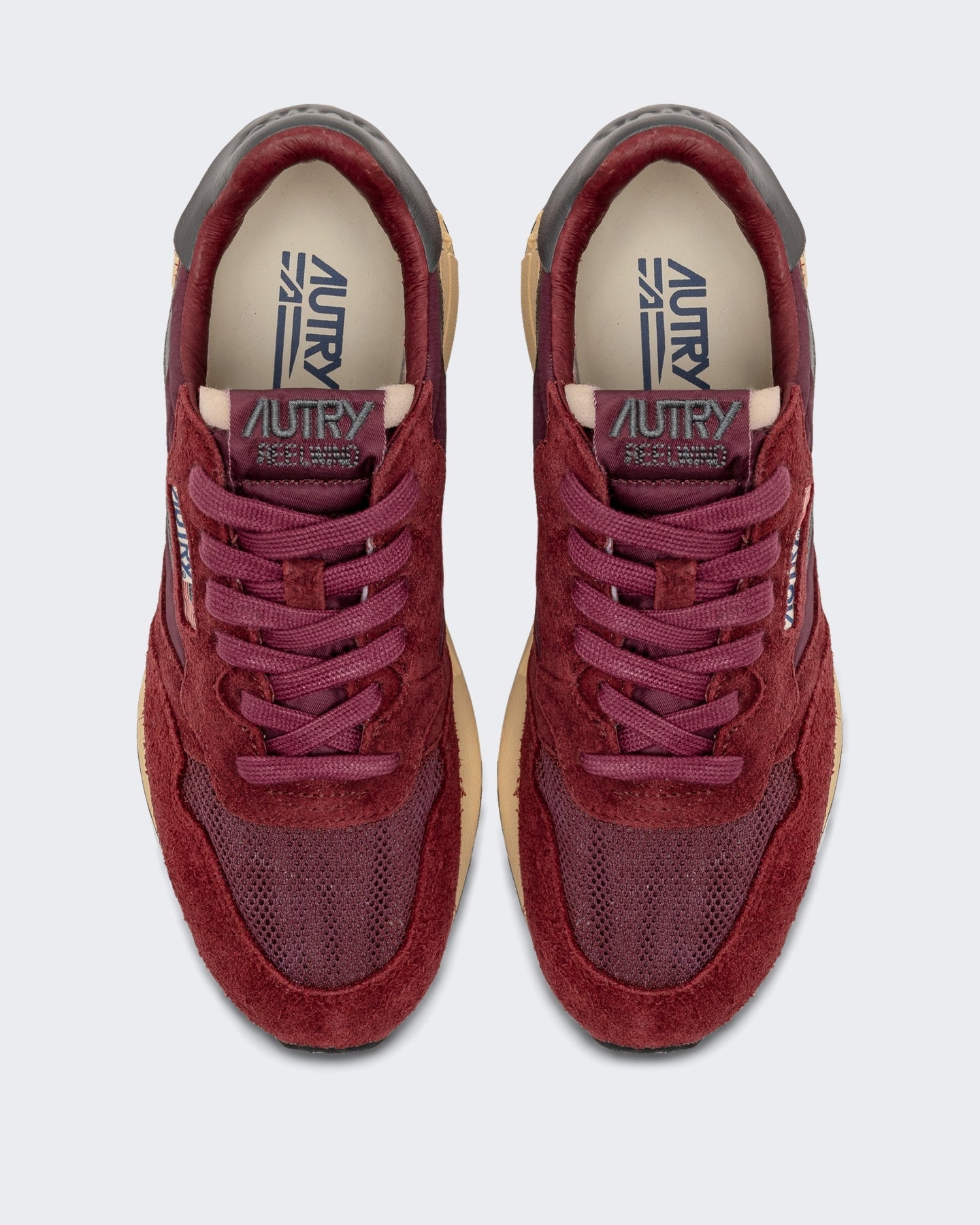 Autry Dames Reelwind Low sneakers suède met netdetail Rood - Eleganza.nl
