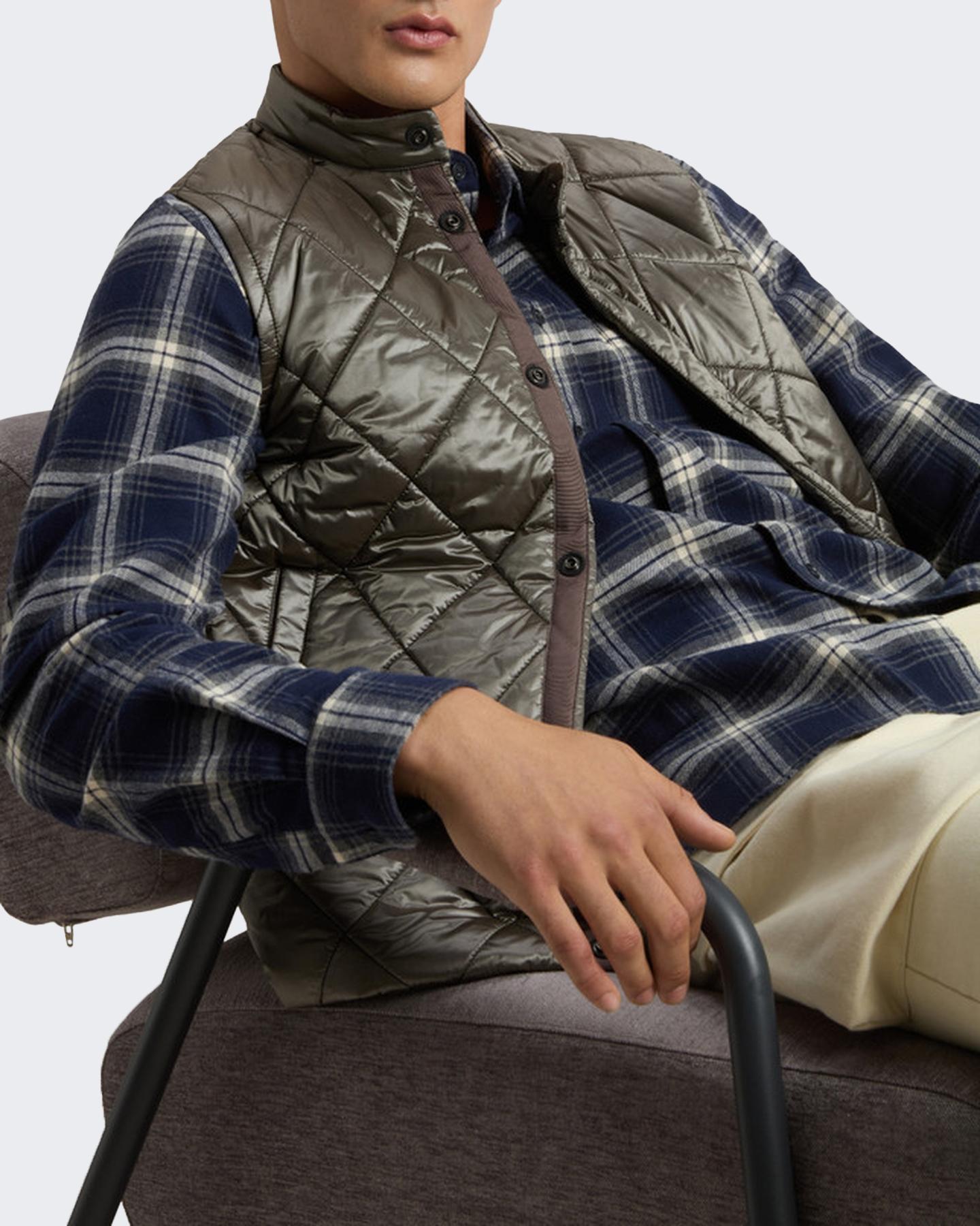 Heren Black Yarn Nylon Vest Grijs