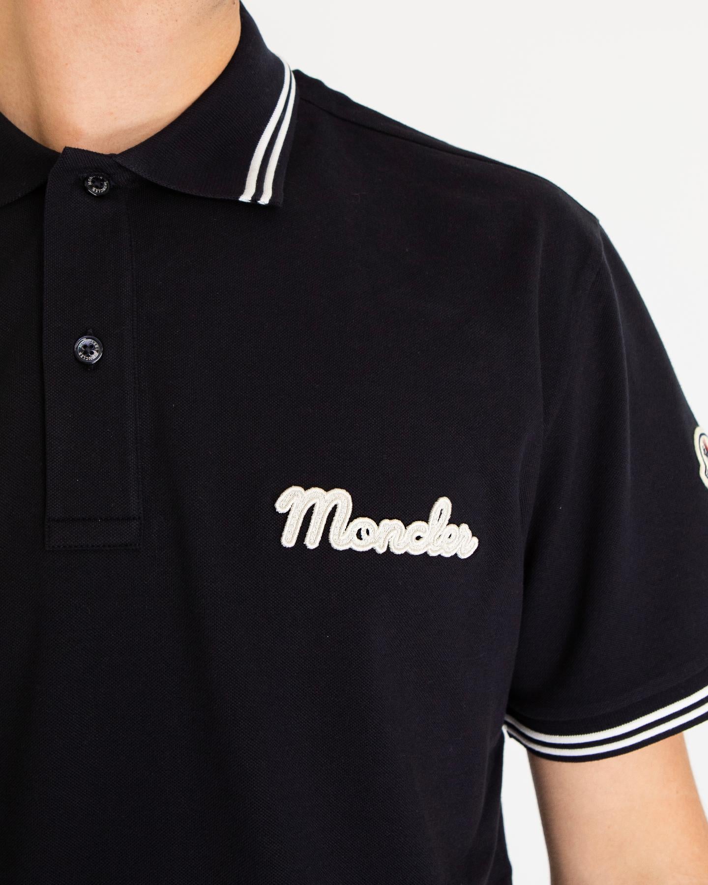 Heren Embroidered Logo Polo Blauw