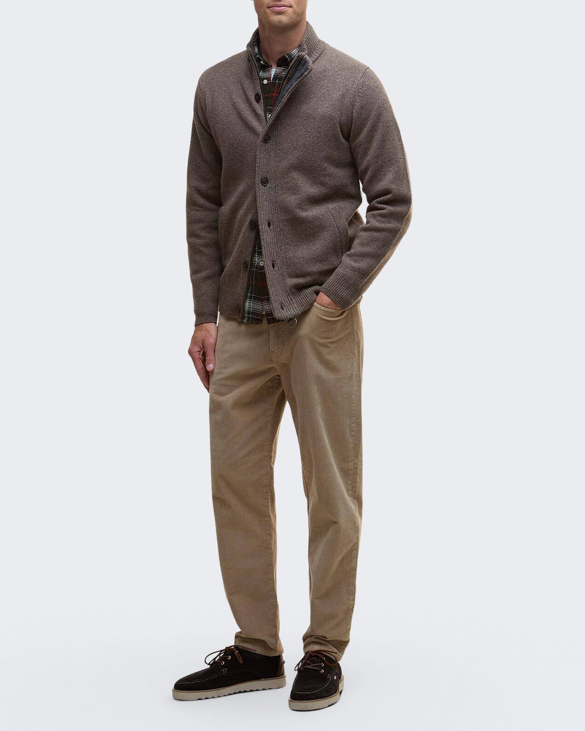 Barbour Heren Essential Patch gebreide cardigan met rits Donkersteen - Eleganza.nl
