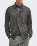 Herren Essential Patch gebreide cardigan met rits Zeegroen — huidige kleur