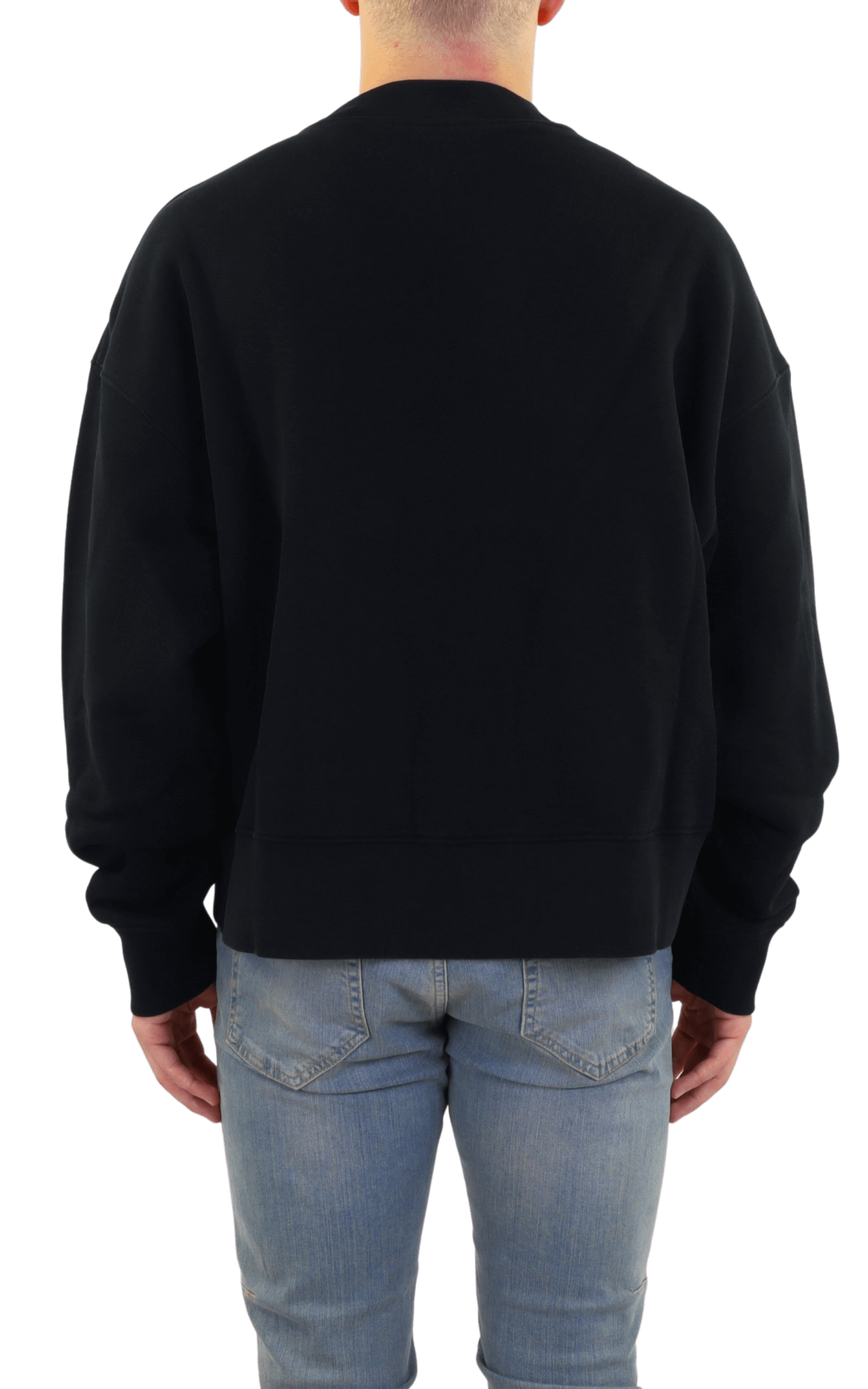 Heren Curved Logo Sweater Zwart