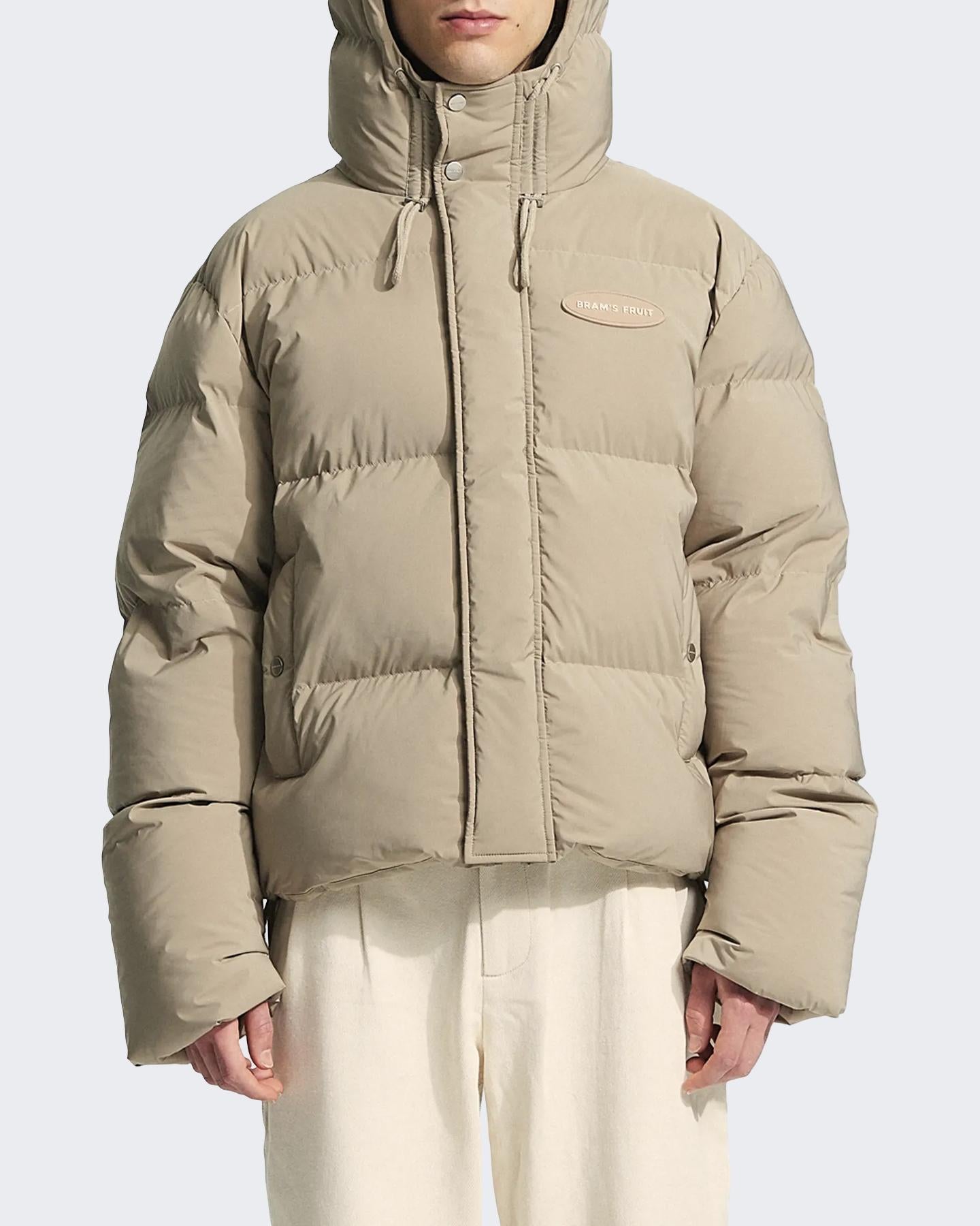 Heren Hooded Puffer Jacket Beige