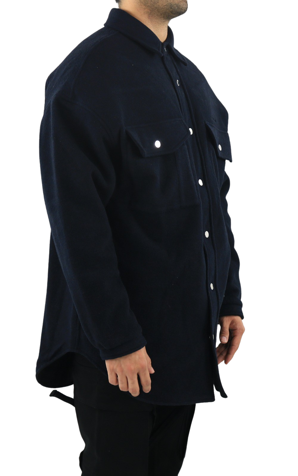 Heren Oversized Shirt Coat  Navy Blu