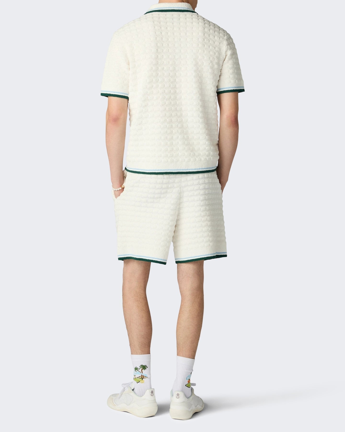 Casablanca Heren Boucle Short Sleeve Polo Wit - Eleganza.nl