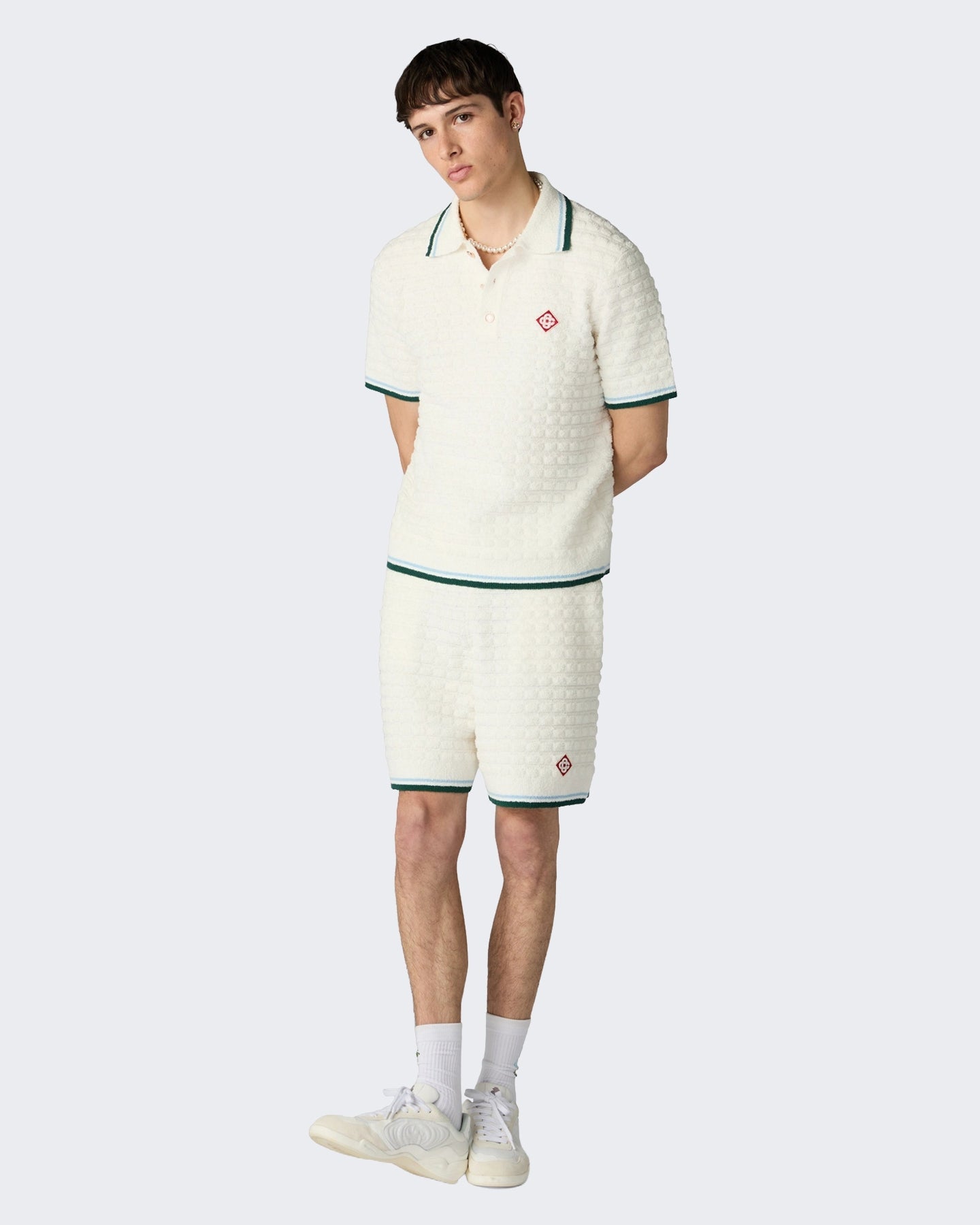 Casablanca Heren Boucle Short Sleeve Polo Wit - Eleganza.nl