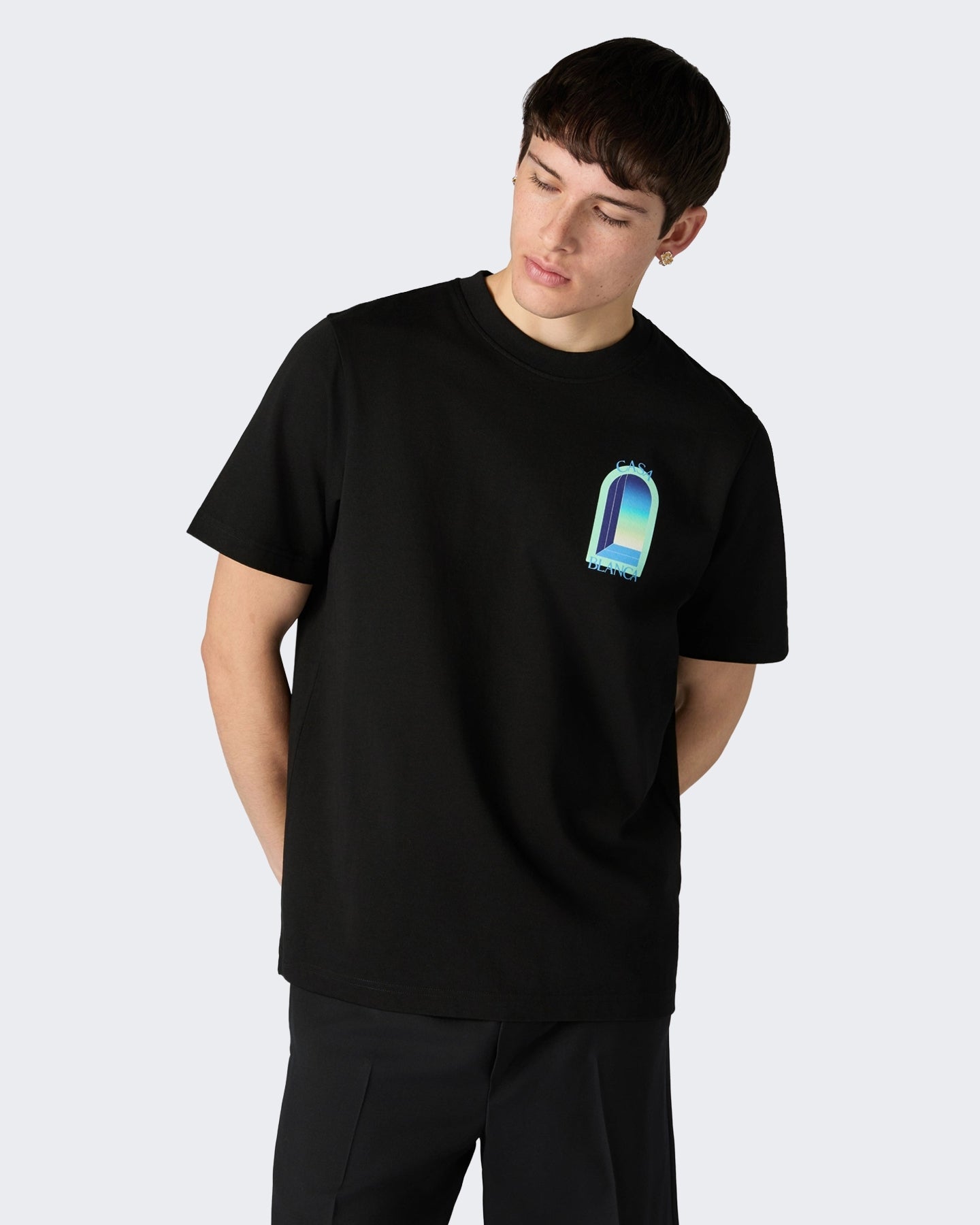 Casablanca Heren Classic T-Shirt Gradient Arch Zwart - Eleganza.nl