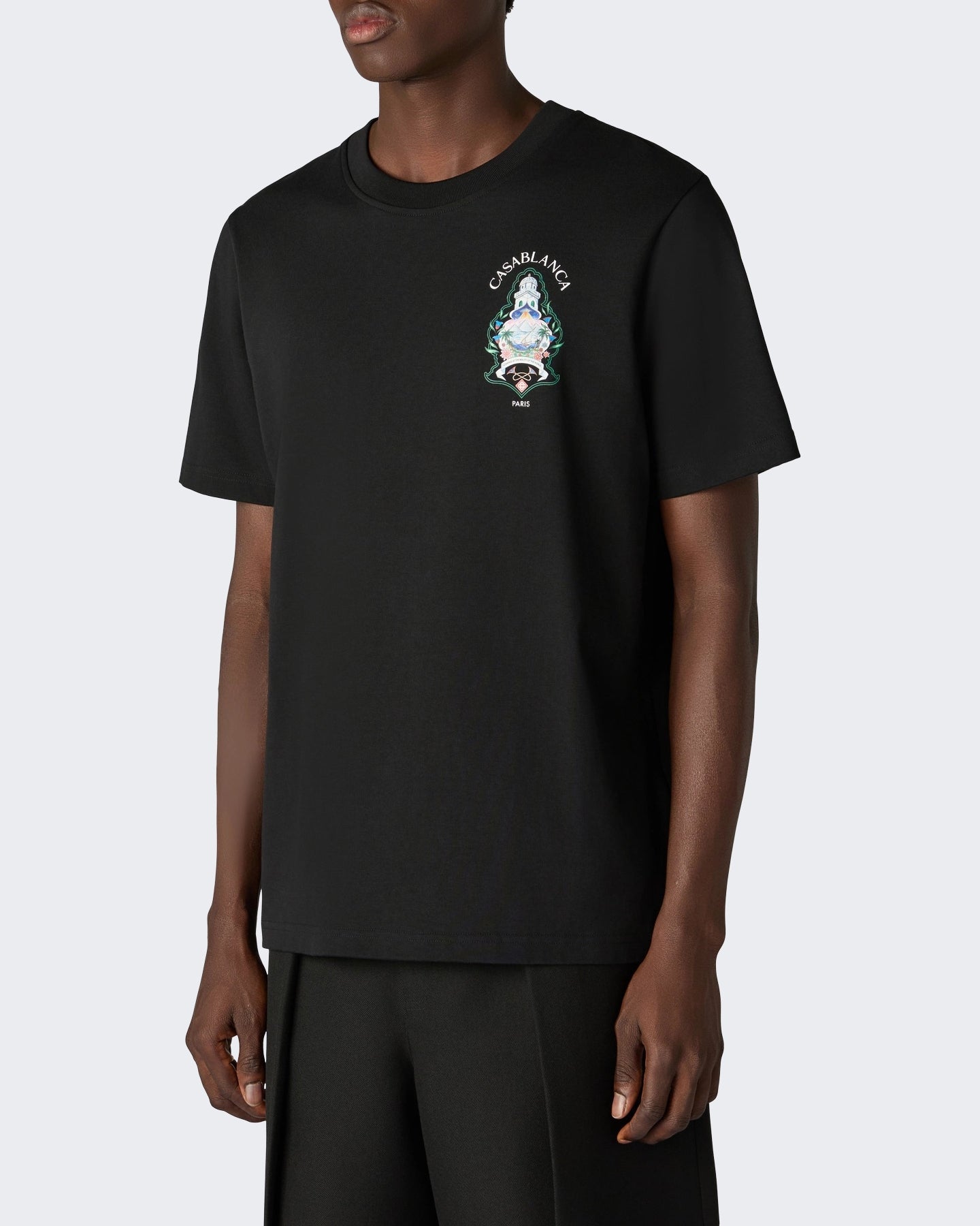 Casablanca Heren Classic T-Shirt Hotel Emblem Zwart - Eleganza.nl