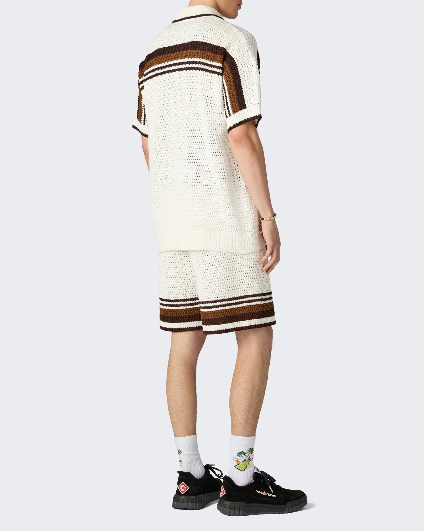 Casablanca Heren Crochet Short Sleeve Shirt Wit - Eleganza.nl
