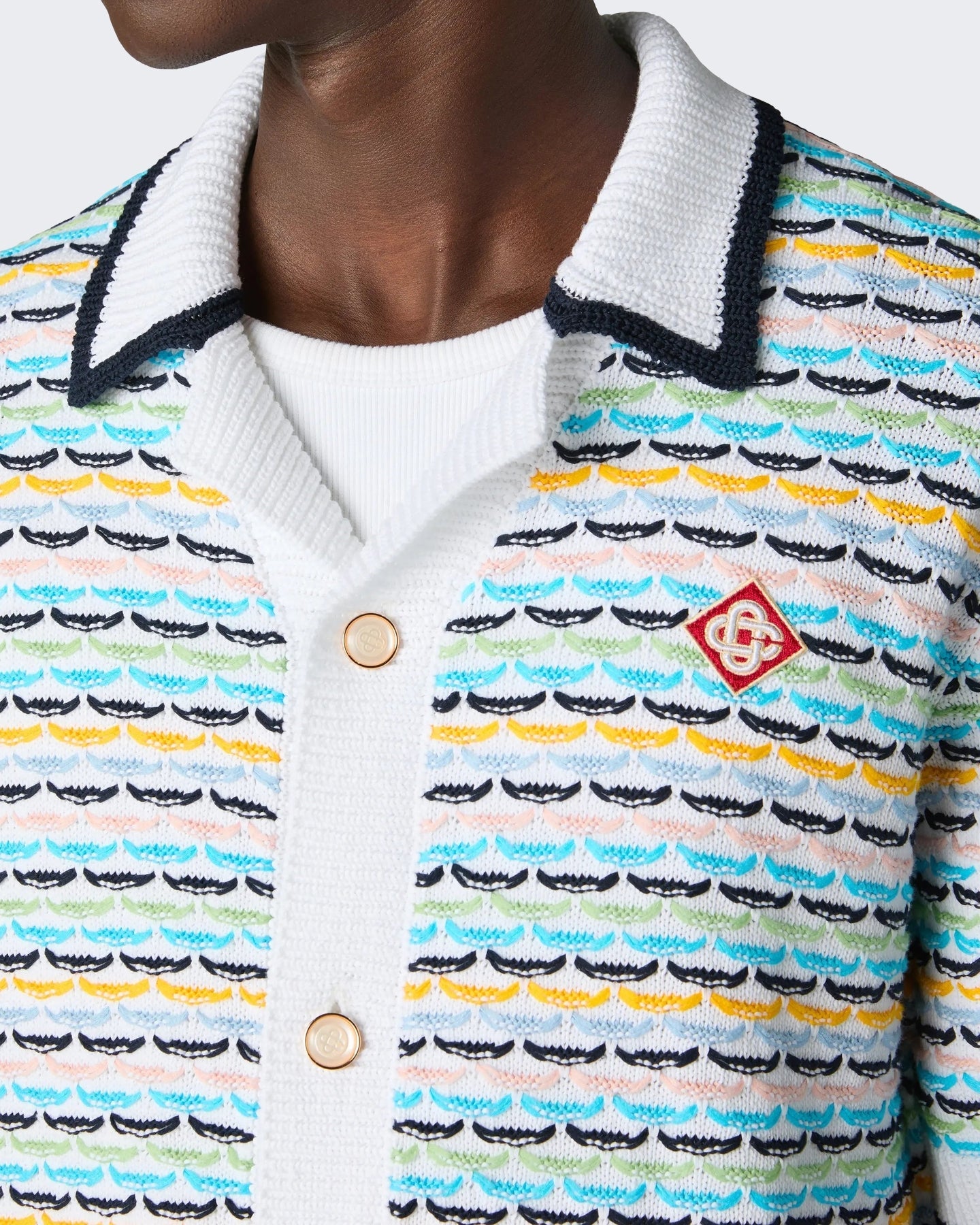 Casablanca Heren Tuck Stitch Short Sleeve Shirt Multi - Eleganza.nl