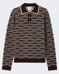 Heren Wordmark Long Sleeve Polo Bruin