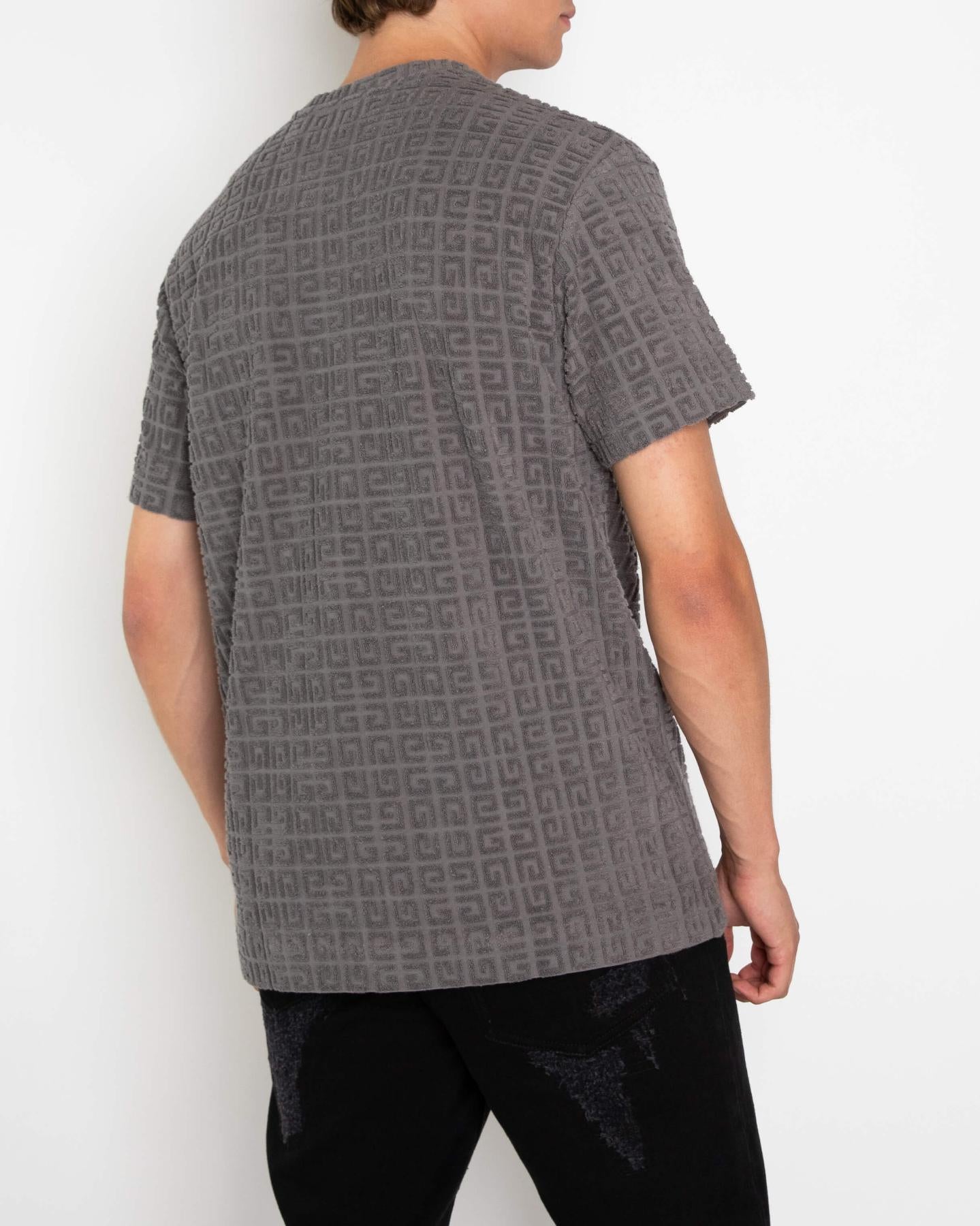 Givenchy Heren 4G Towelling Cotton Grijs T-shirt – foto 4