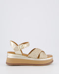 Damen Braided Strap Sandale Metallic