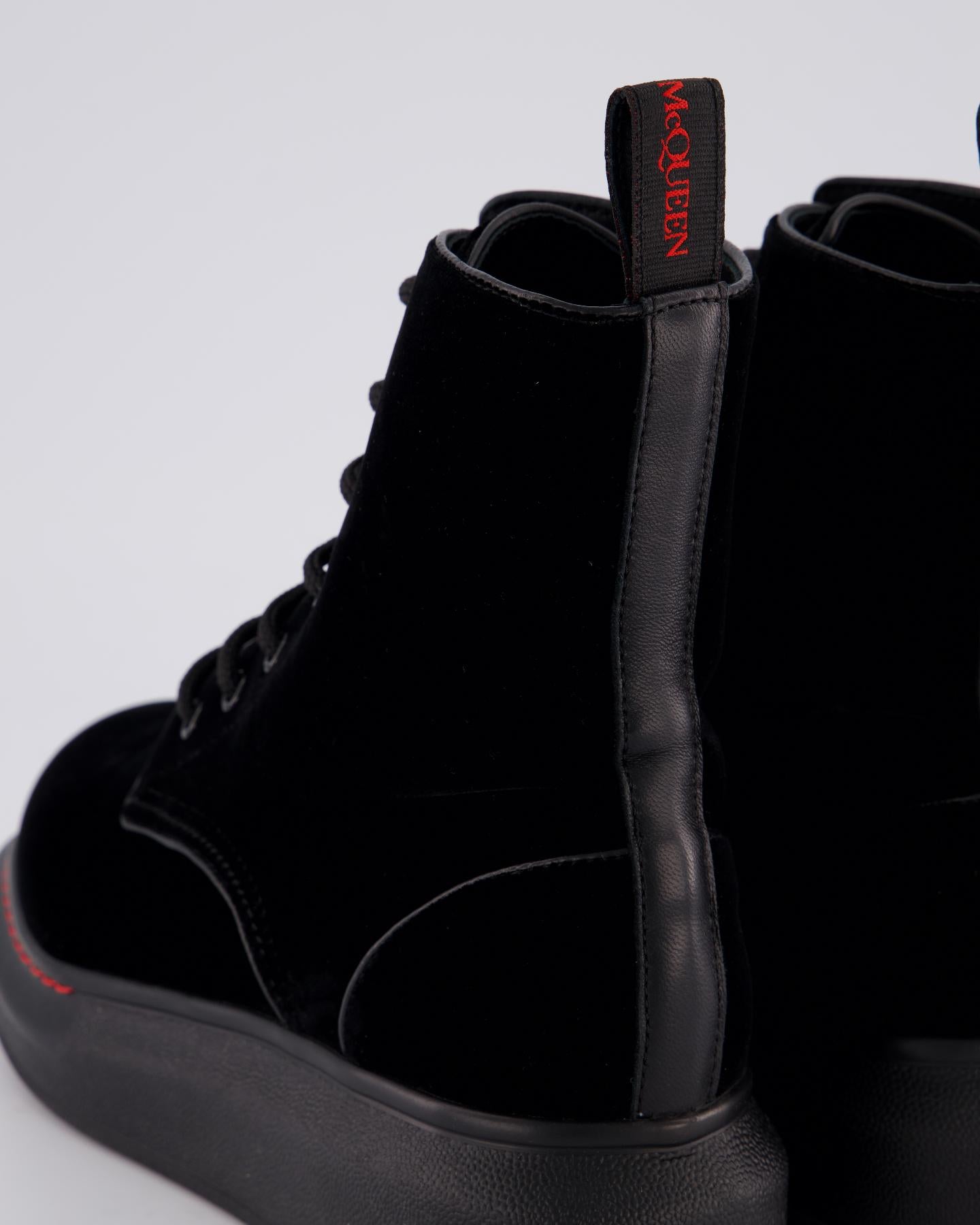 Dames Hybrid Lace up Velvet Zwart