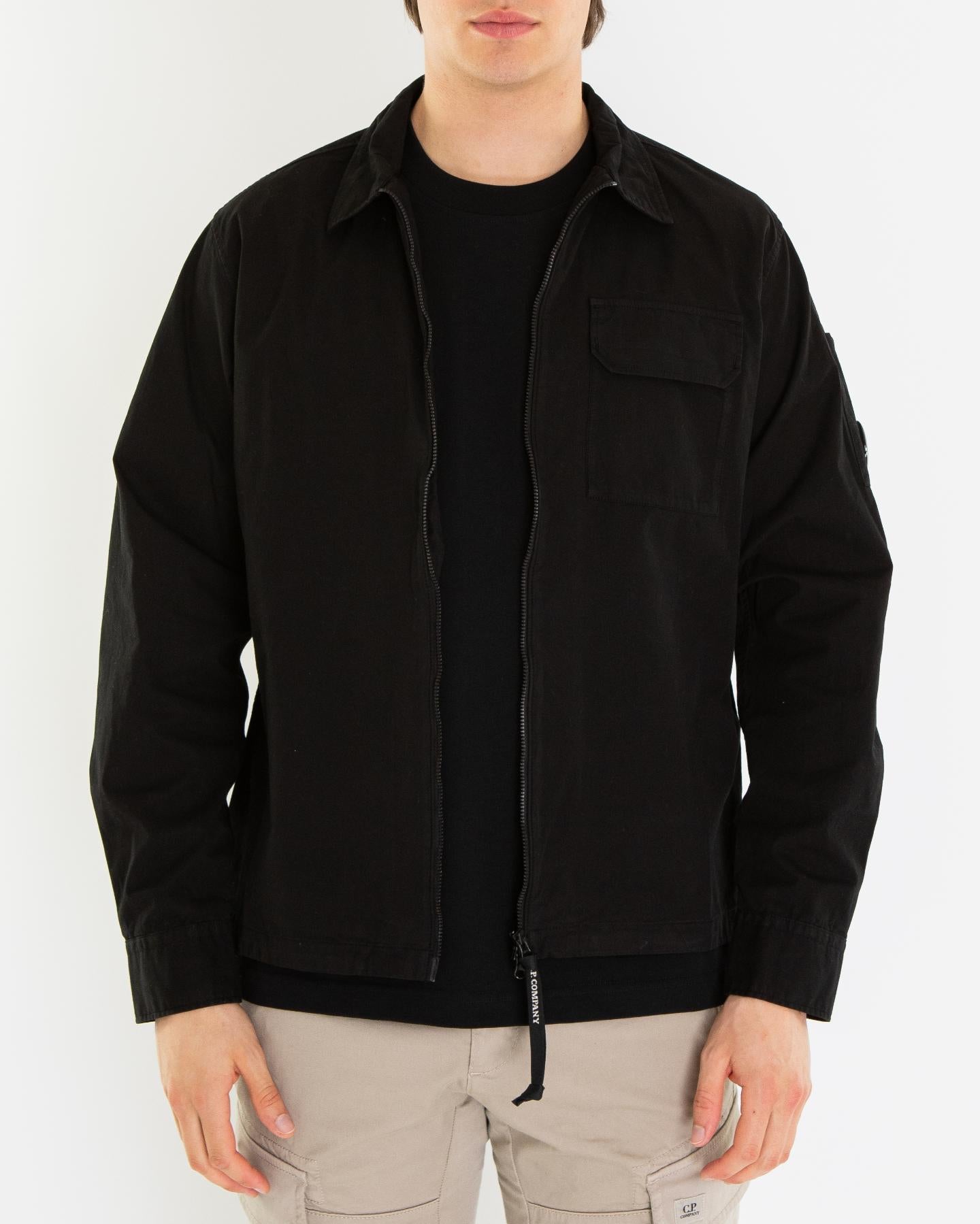 Heren Full Zip Overshirt Zwart